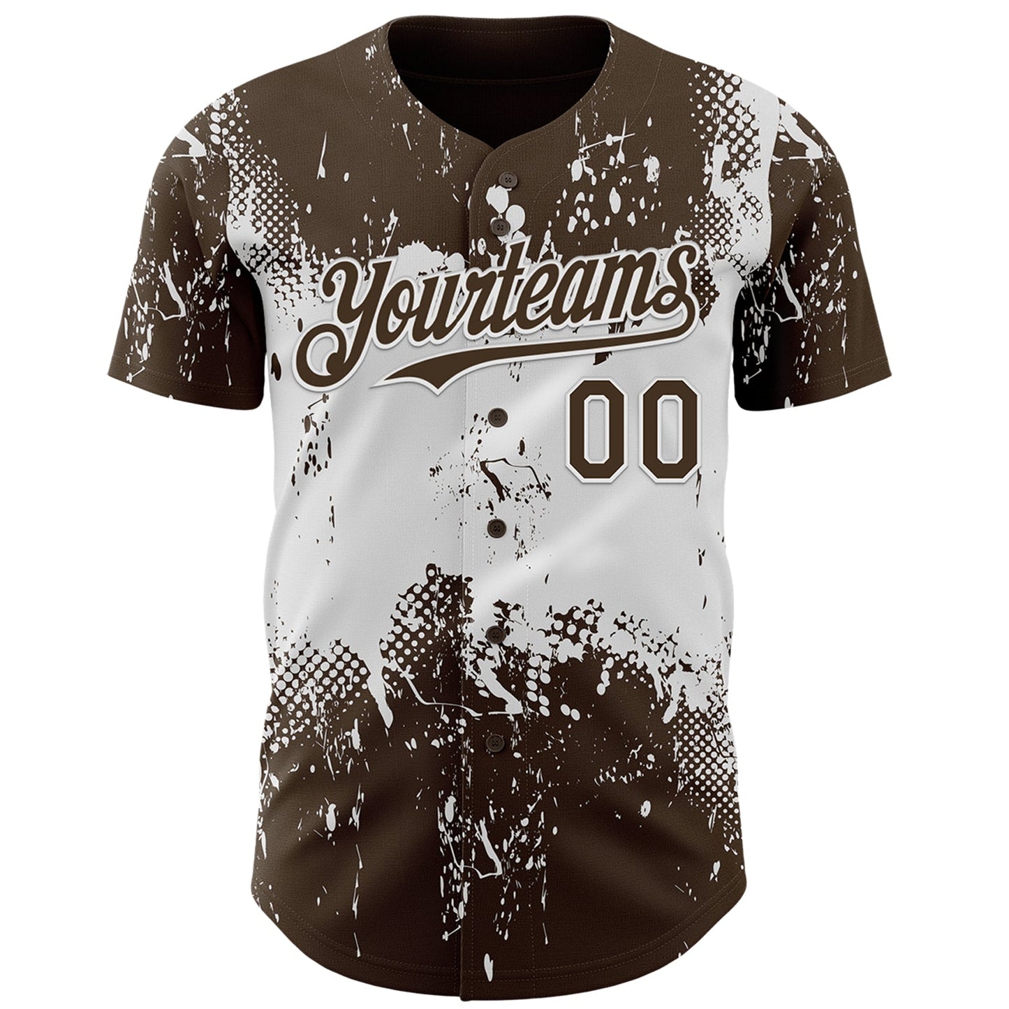 Custom Brown White Abstract Splatter Grunge Paint Authentic Baseball Jersey view 2