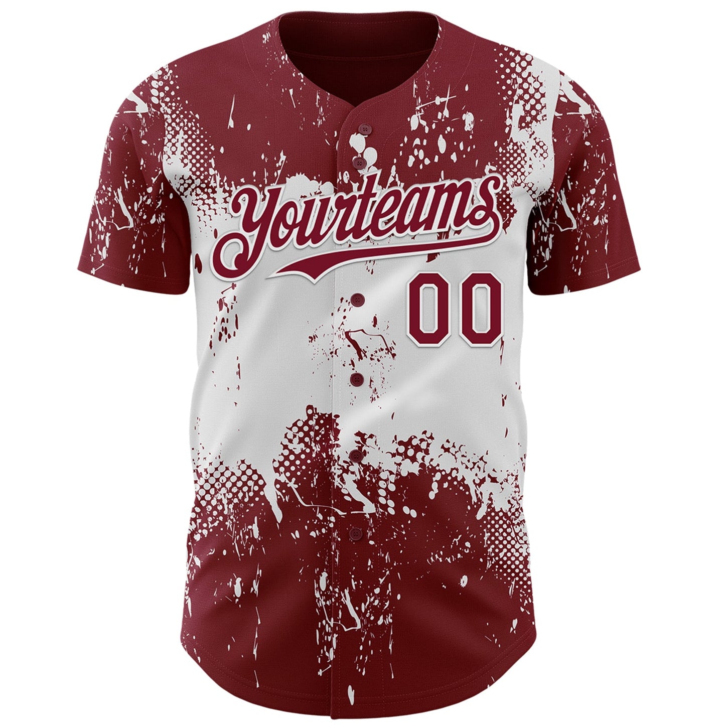 Custom Crimson White Abstract Splatter Grunge Paint Authentic Baseball Jersey view 2