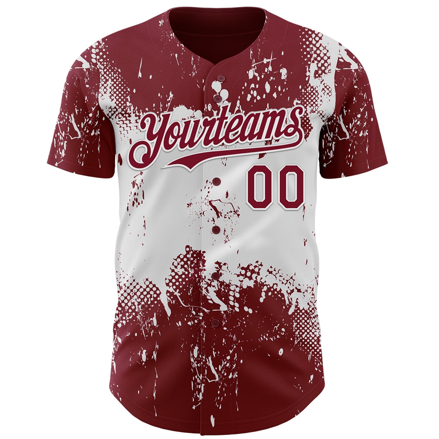 Custom Crimson White Abstract Splatter Grunge Paint Authentic Baseball Jersey view 2