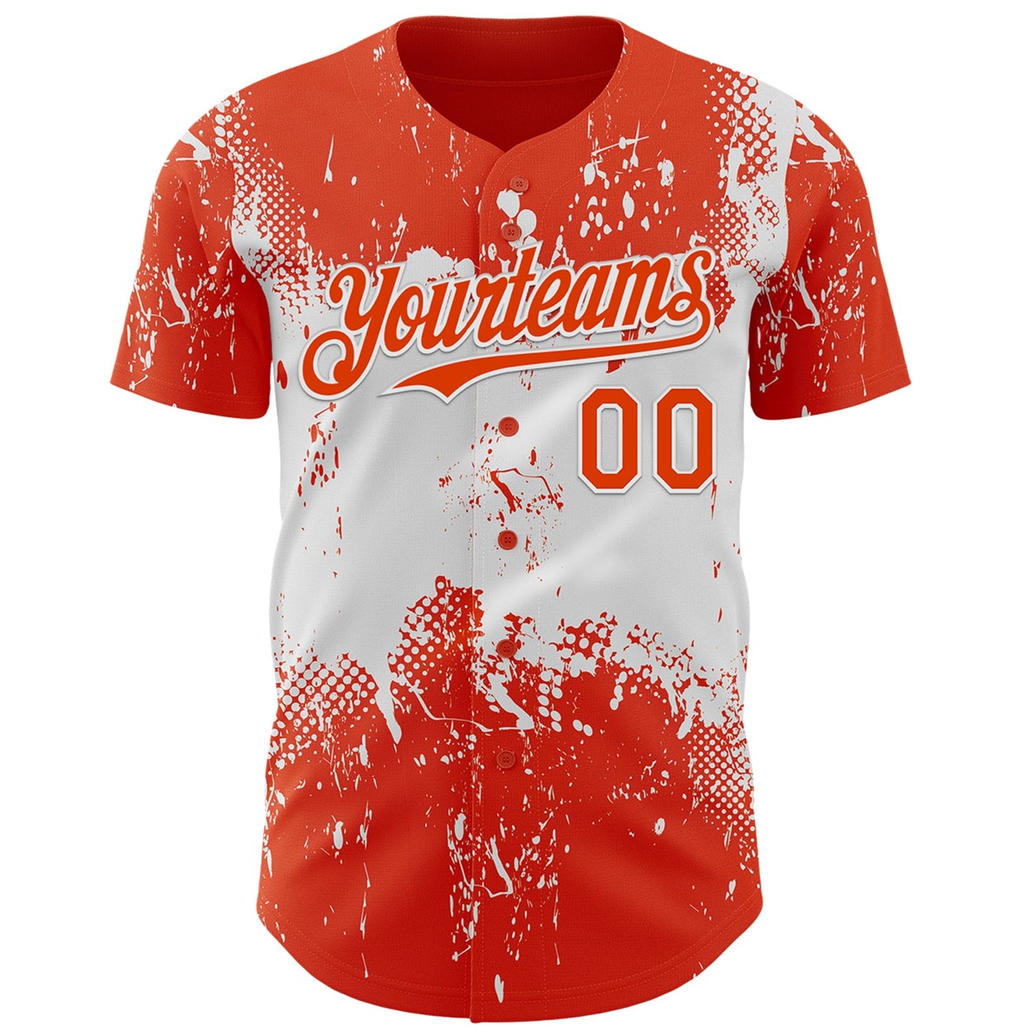 Custom Orange White Abstract Splatter Grunge Paint Authentic Baseball Jersey view 2