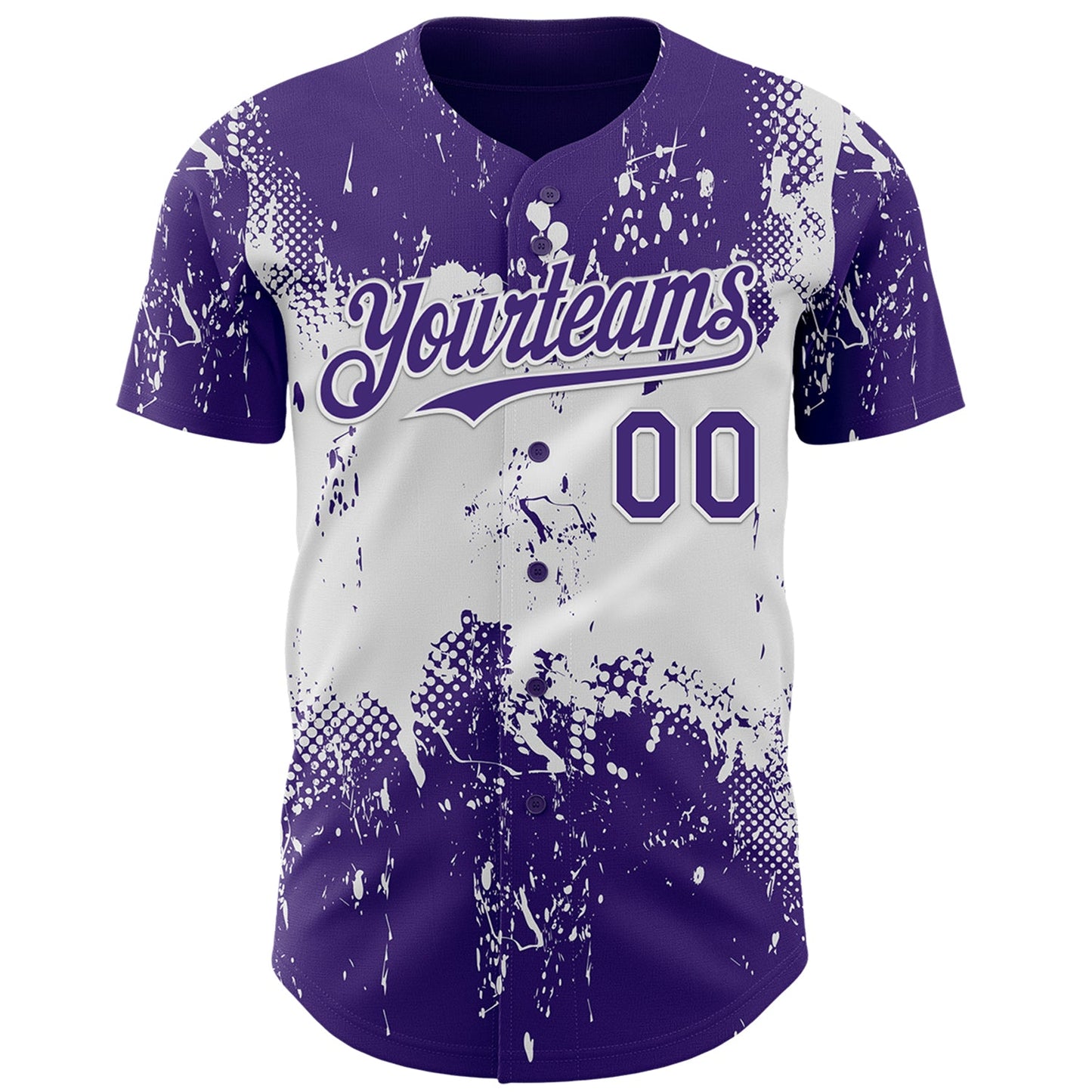 Custom Purple White Abstract Splatter Grunge Paint Authentic Baseball Jersey view 2