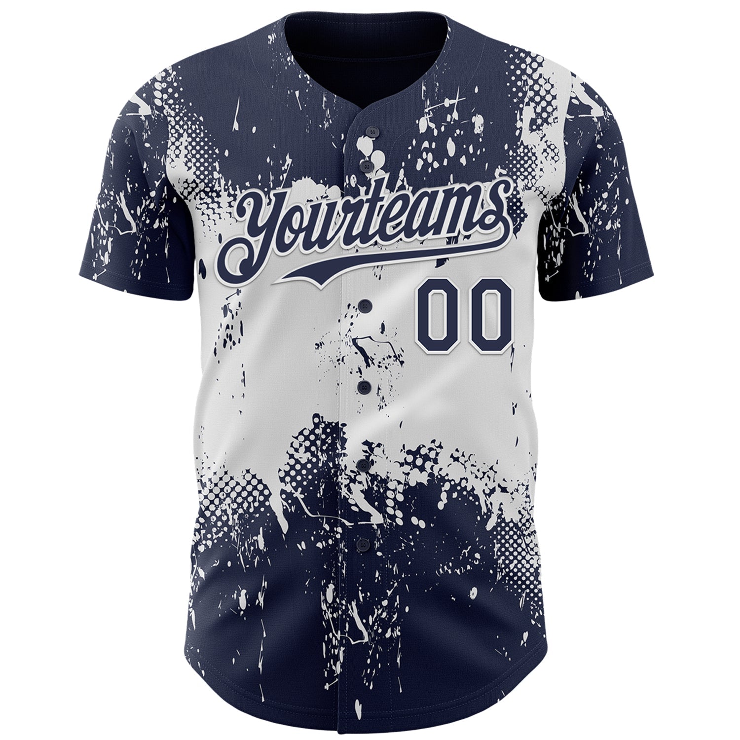 Custom Navy White Abstract Splatter Grunge Paint Authentic Baseball Jersey view 2