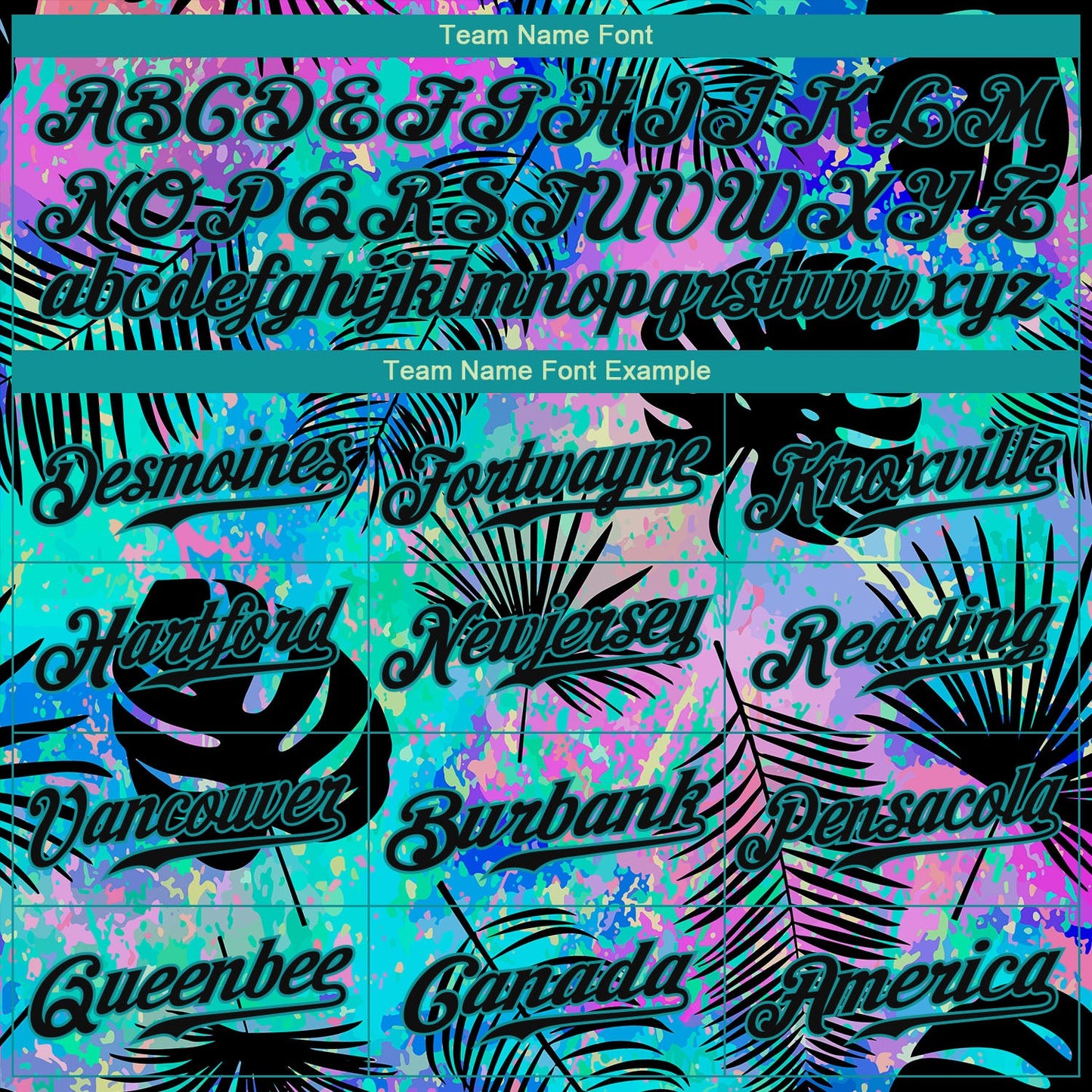 Custom Teal Black 3D Pattern Design Hawaii Palm Leaves Authentic Baseball Jersey view 5