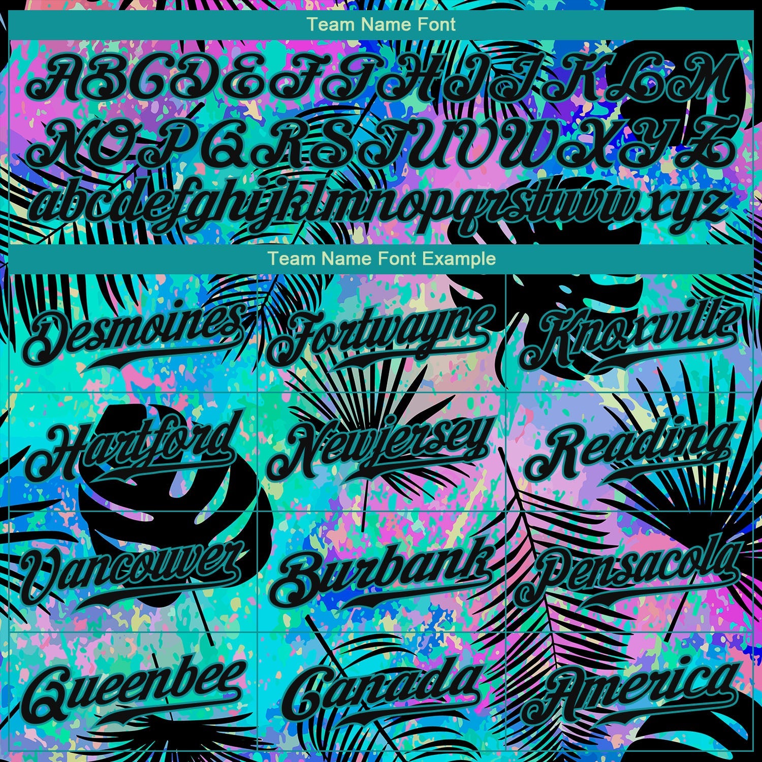 Custom Teal Black 3D Pattern Design Hawaii Palm Leaves Authentic Baseball Jersey view 5