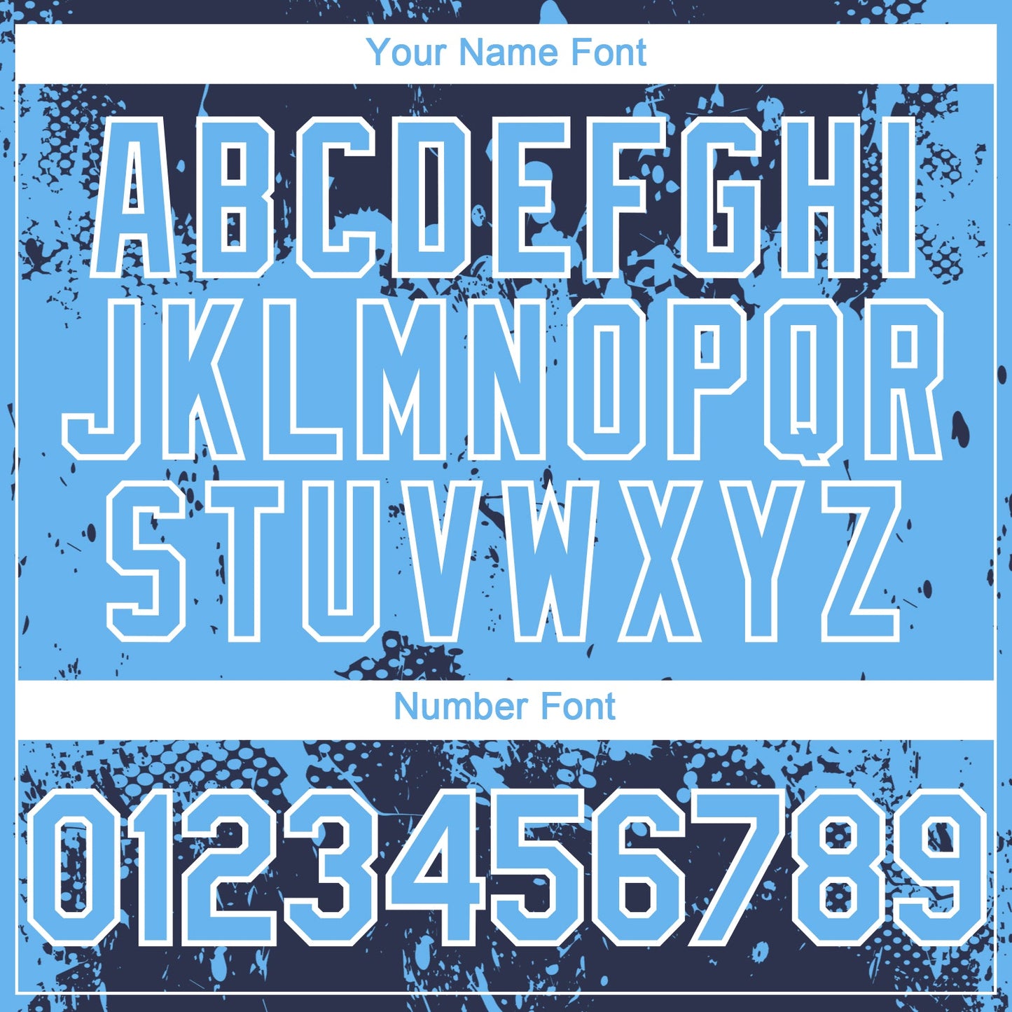 Custom Navy Sky Blue-White Abstract Splatter Grunge Paint Authentic Baseball Jersey view 5
