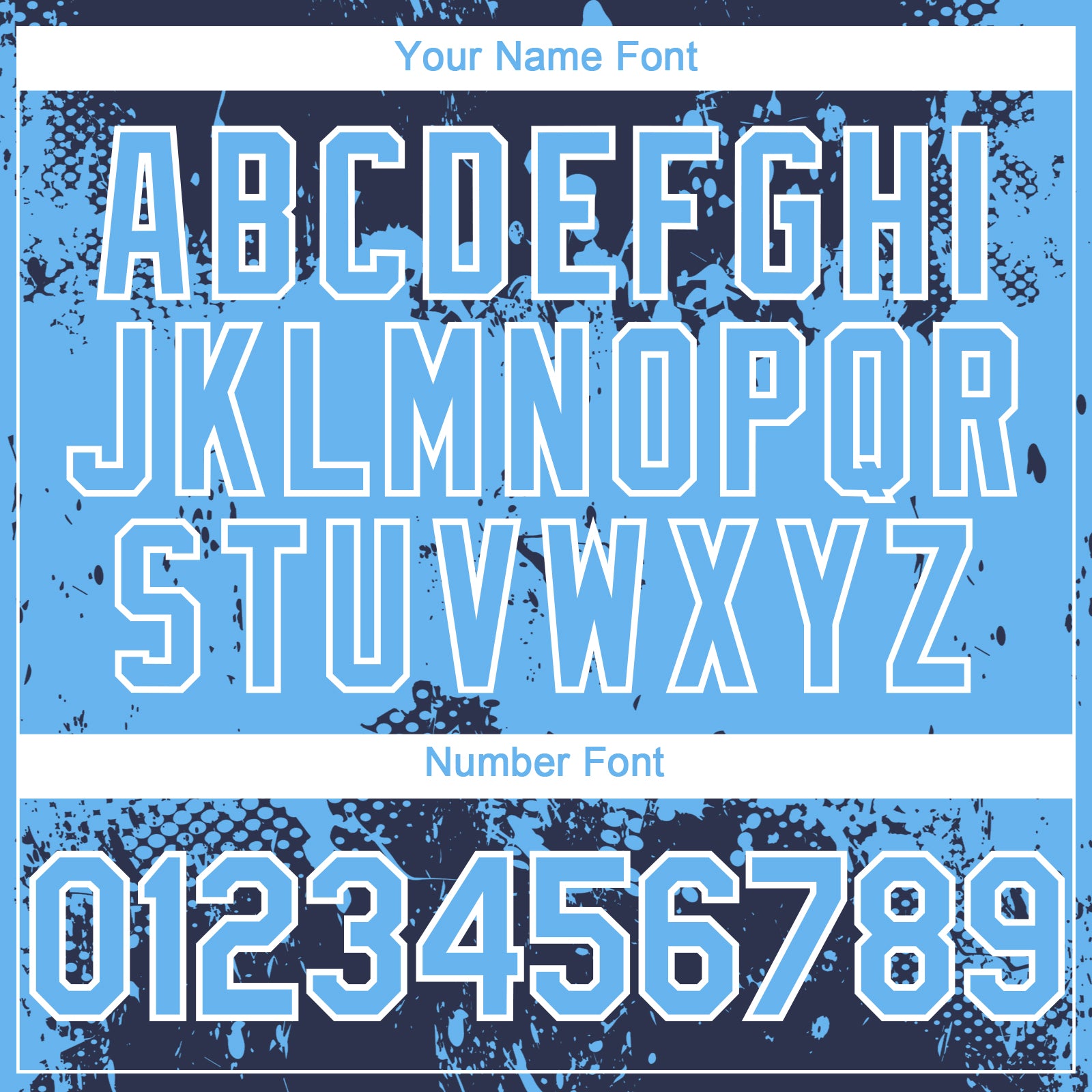 Custom Navy Sky Blue-White Abstract Splatter Grunge Paint Authentic Baseball Jersey view 5