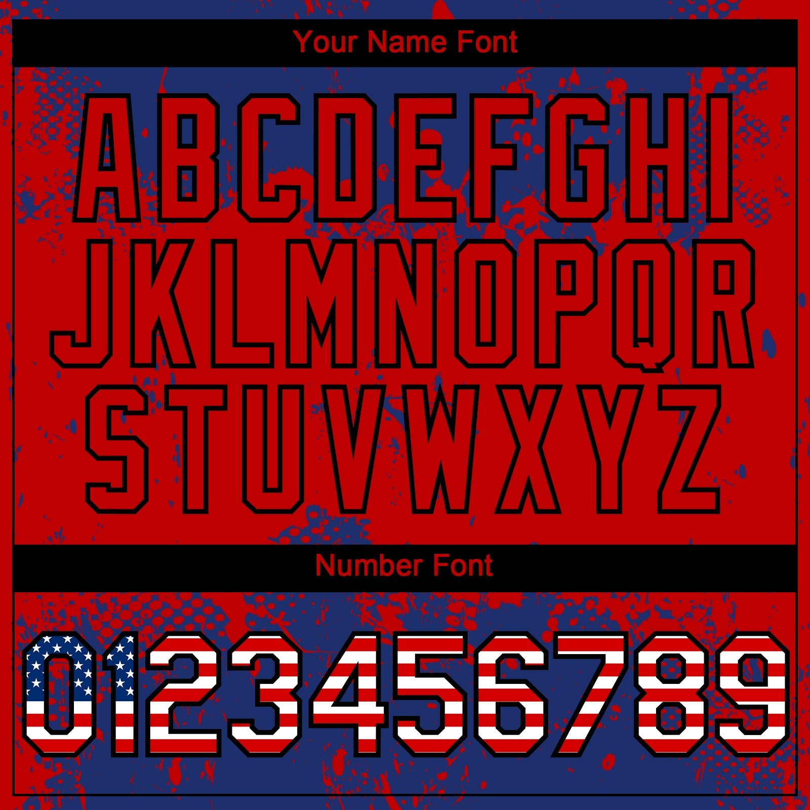 Custom Royal USA Flag Red-Black Abstract Splatter Grunge Paint Authentic Baseball Jersey view 5