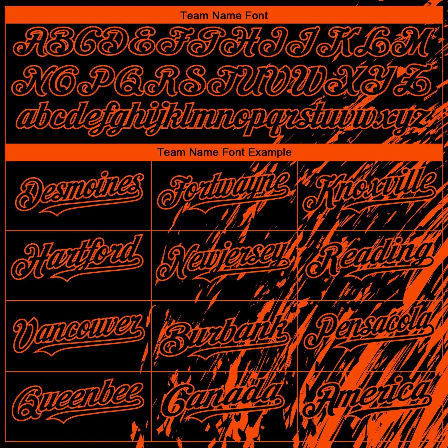 Custom Black Orange Paint Stroke Grunge Streak Authentic Baseball Jersey view 4