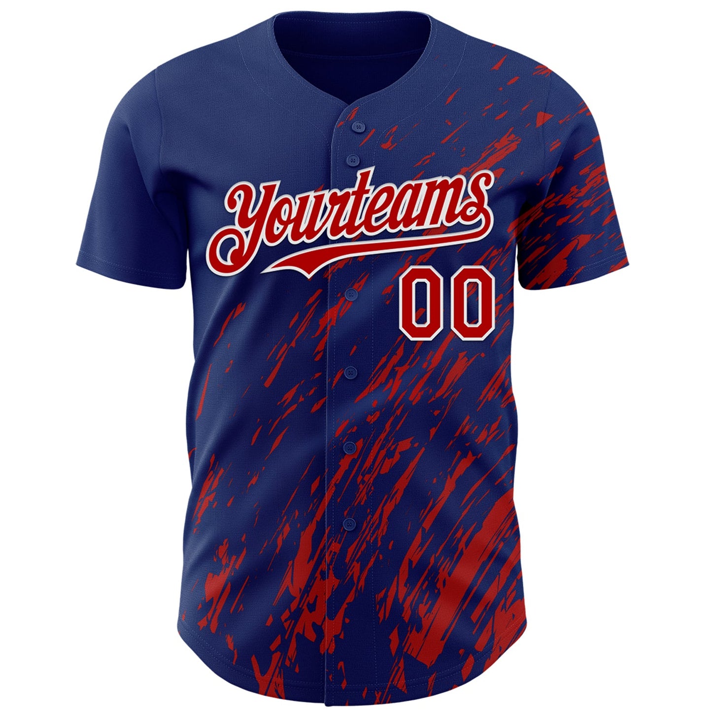 Custom Royal Red-White Paint Stroke Grunge Streak Authentic Baseball Jersey view 2