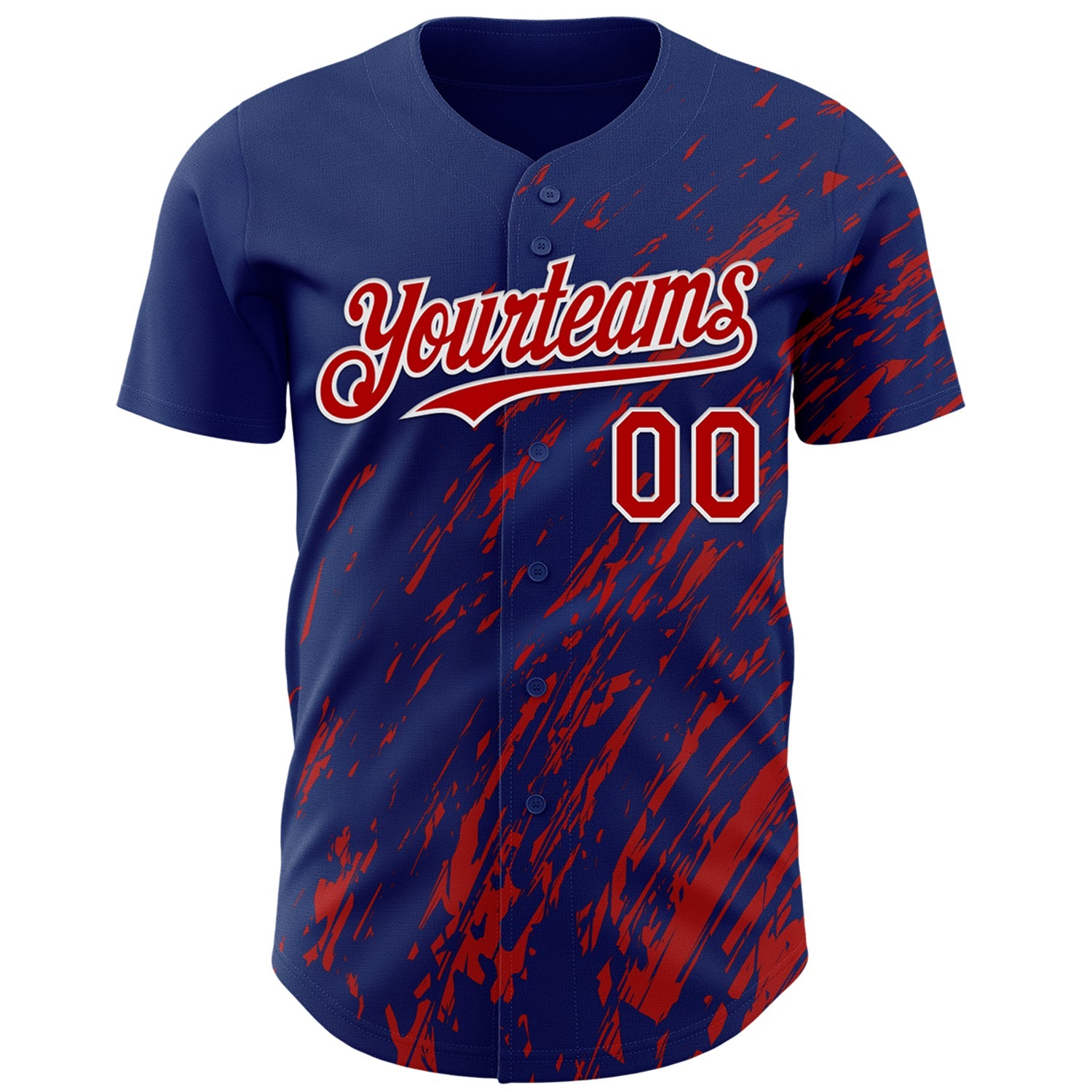 Custom Royal Red-White Paint Stroke Grunge Streak Authentic Baseball Jersey view 2