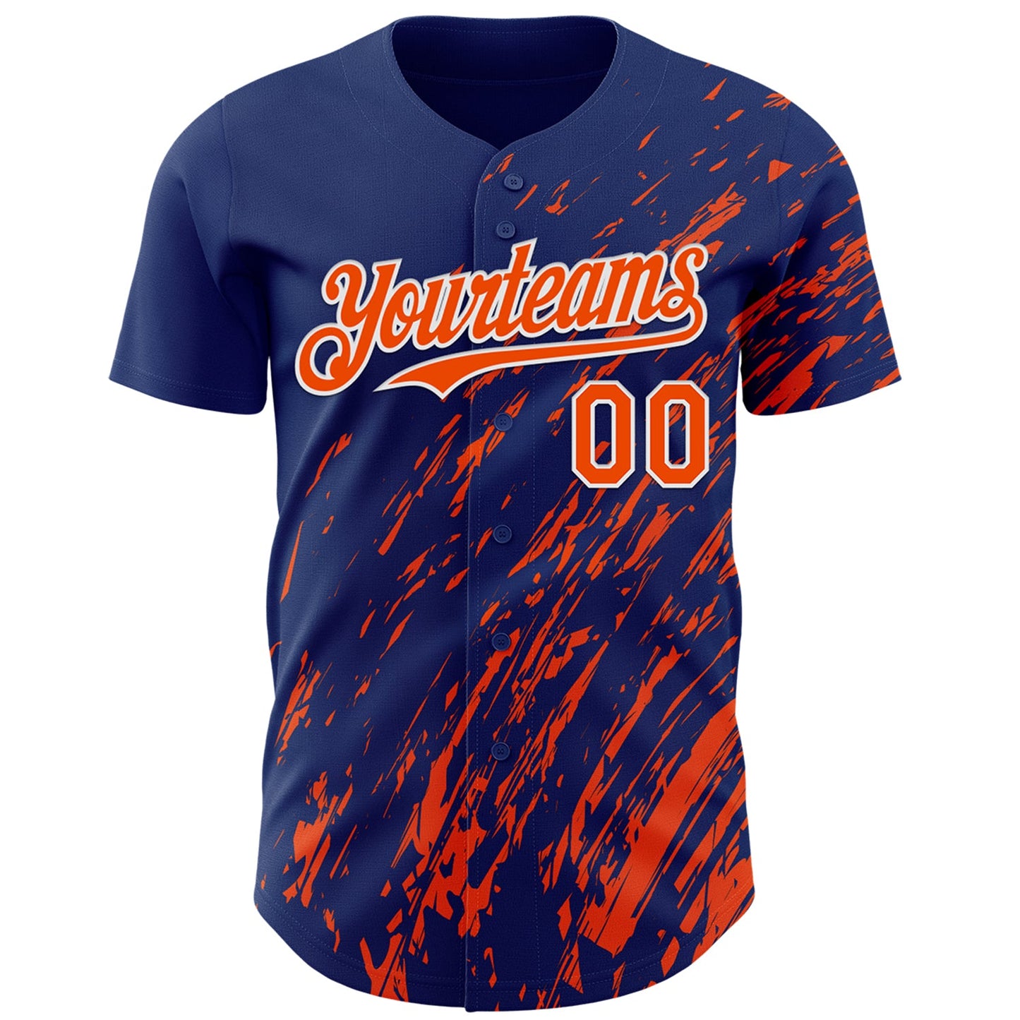 Custom Royal Orange-White Paint Stroke Grunge Streak Authentic Baseball Jersey view 2