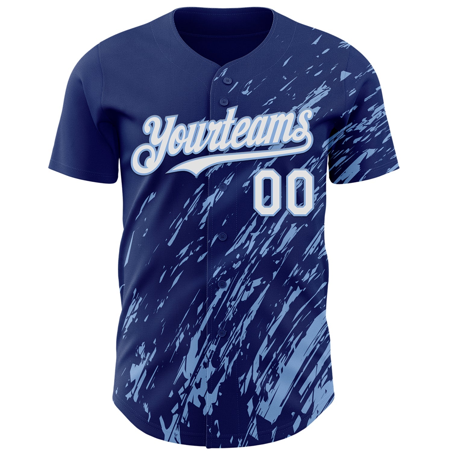 Custom Royal White-Light Blue Paint Stroke Grunge Streak Authentic Baseball Jersey view 2