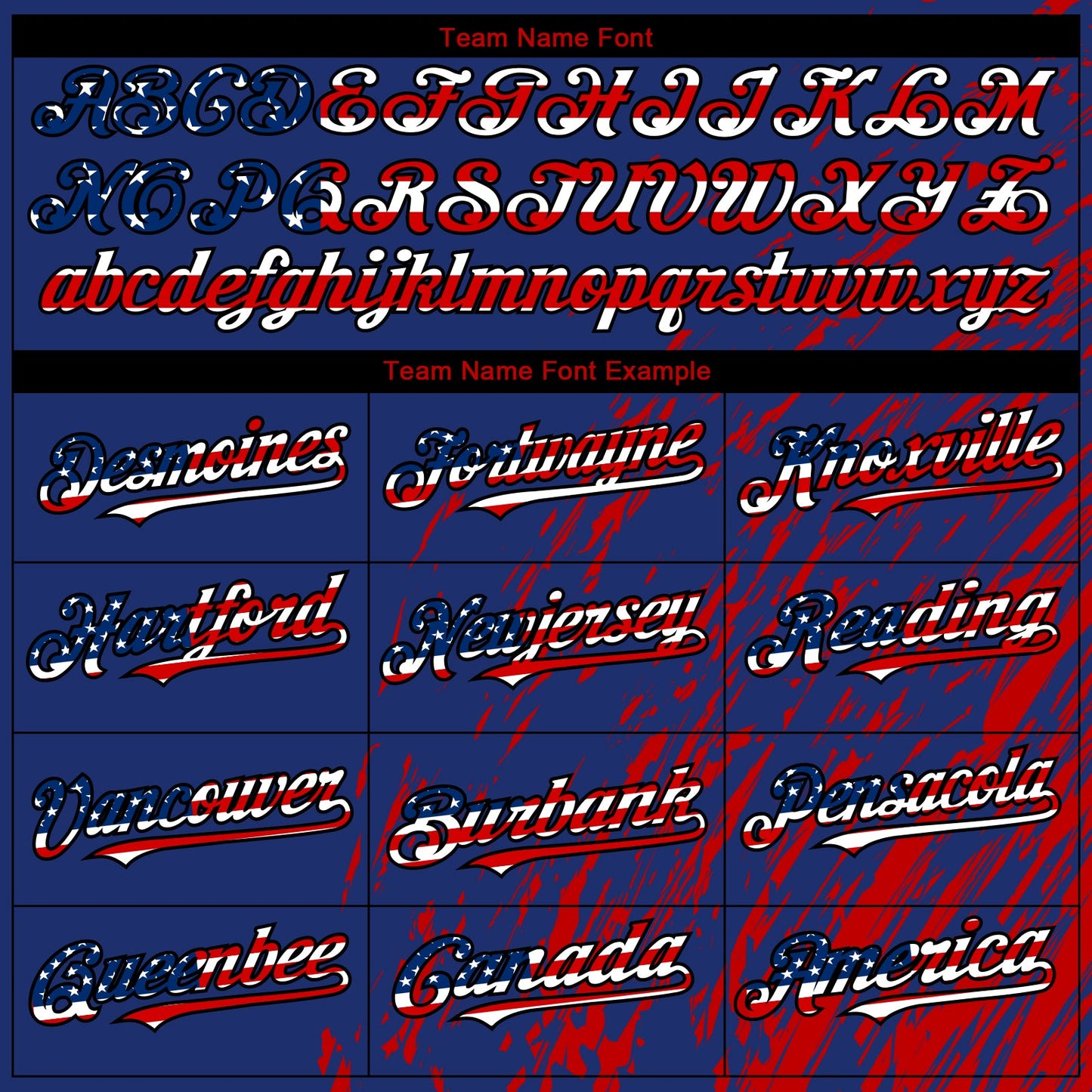 Custom Royal USA Flag Red-Black Paint Stroke Grunge Streak Authentic Baseball Jersey view 4