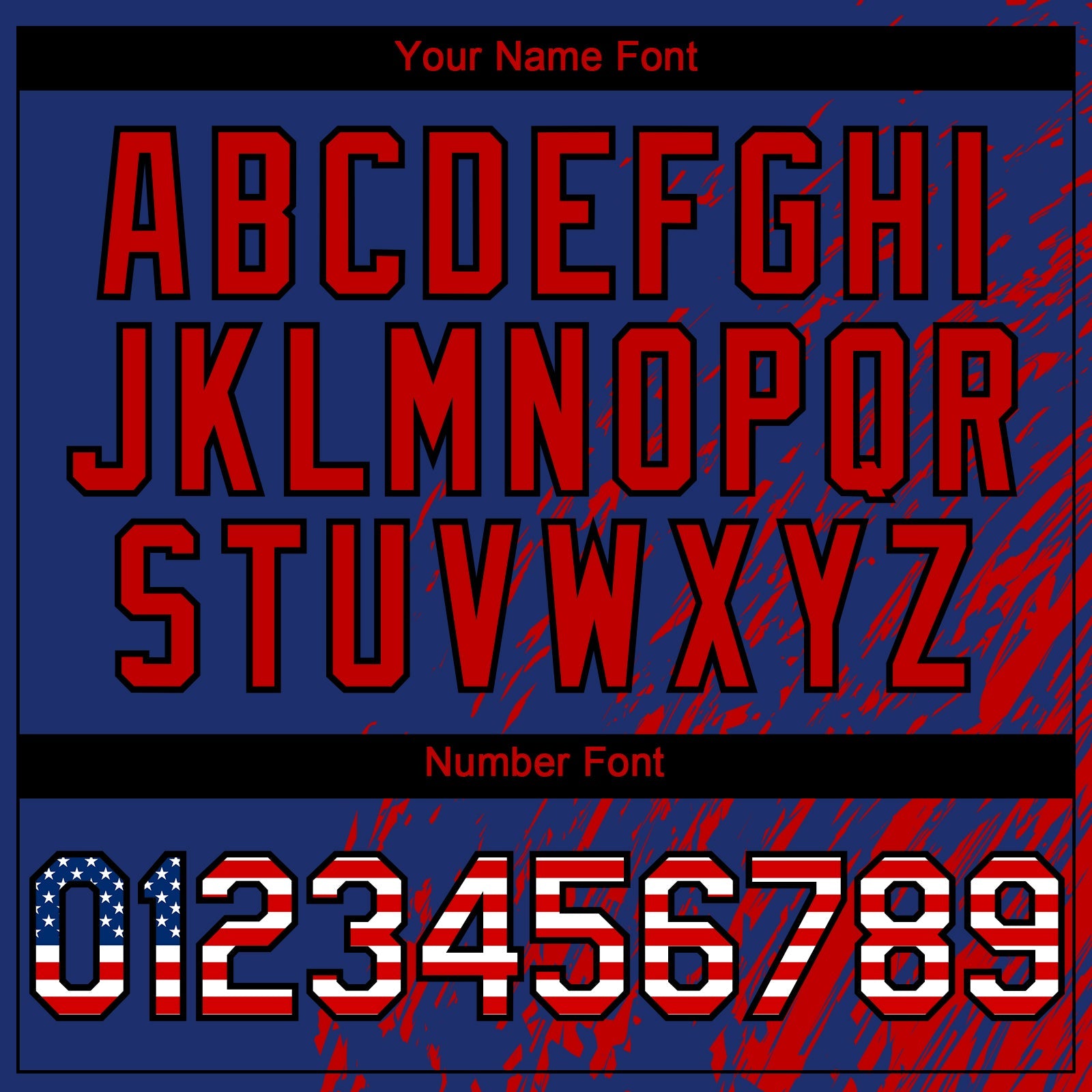 Custom Royal USA Flag Red-Black Paint Stroke Grunge Streak Authentic Baseball Jersey view 5