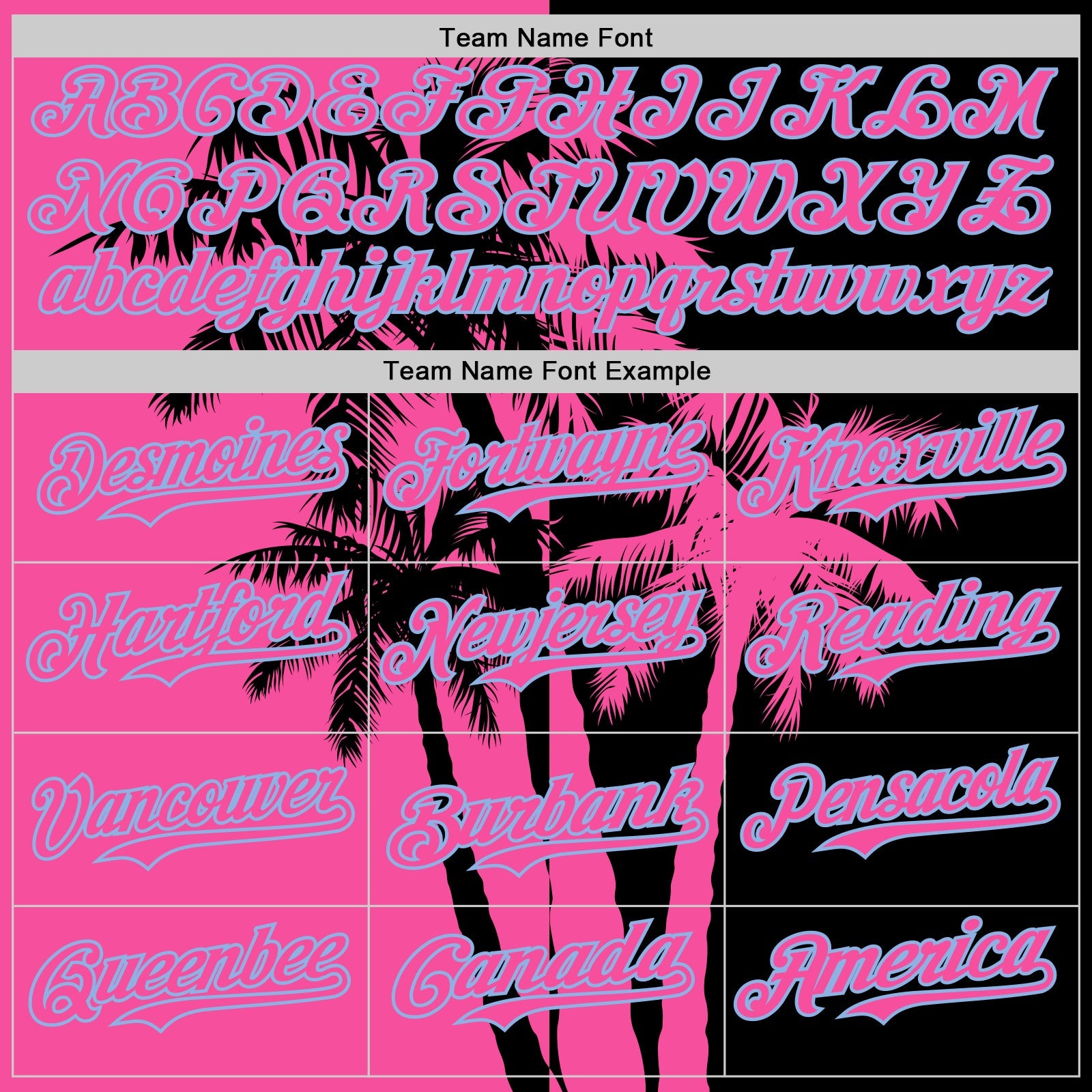 Custom Black Pink-Light Blue Hawaii Palm Trees Tropical Coconut Authentic Baseball Jersey view 4