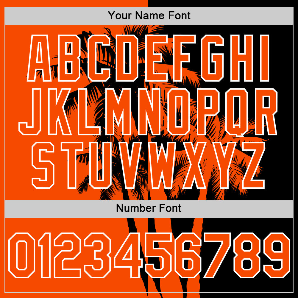 Custom Black Orange-White Hawaii Palm Trees Tropical Coconut Authentic Baseball Jersey view 5