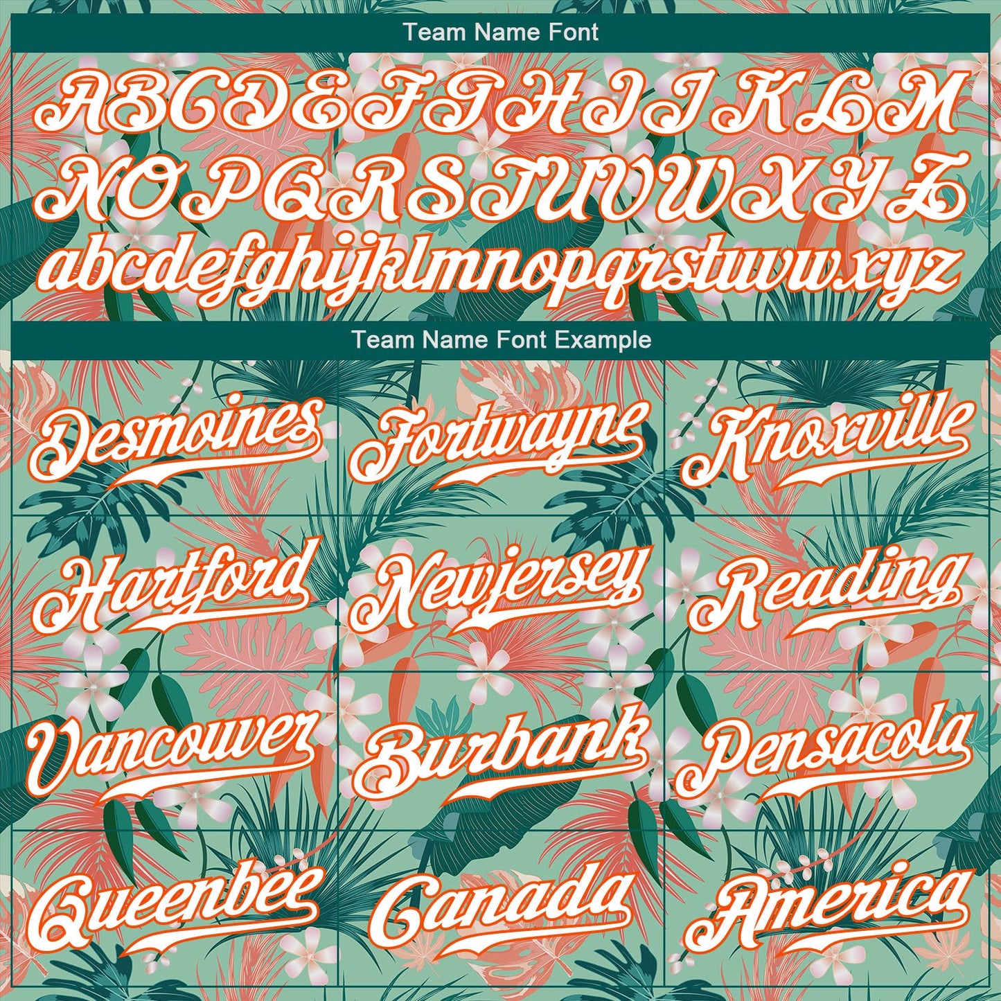Custom Teal White-Orange 3D Pattern Design Hawaii Palm Leaves And Flowers Authentic Baseball Jersey view 4