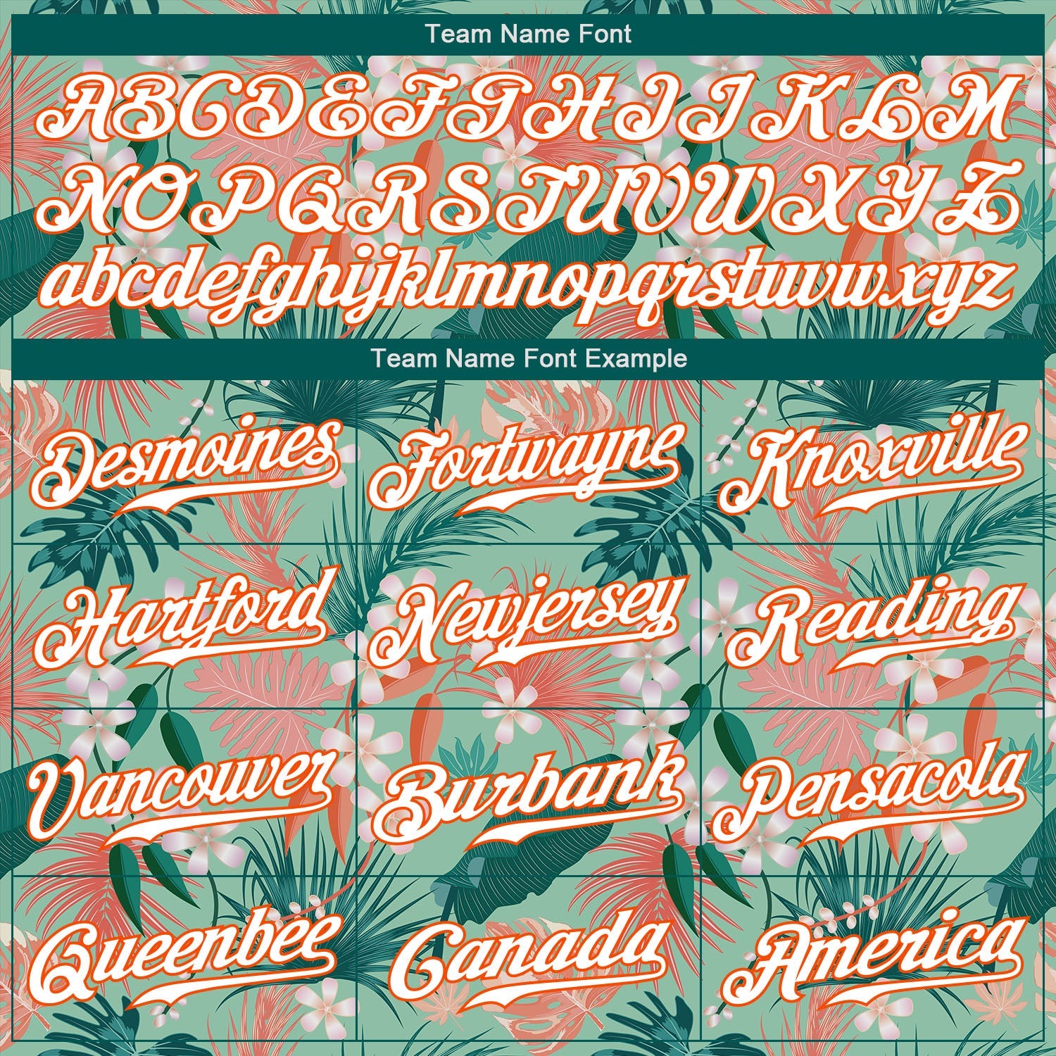 Custom Teal White-Orange 3D Pattern Design Hawaii Palm Leaves And Flowers Authentic Baseball Jersey view 4