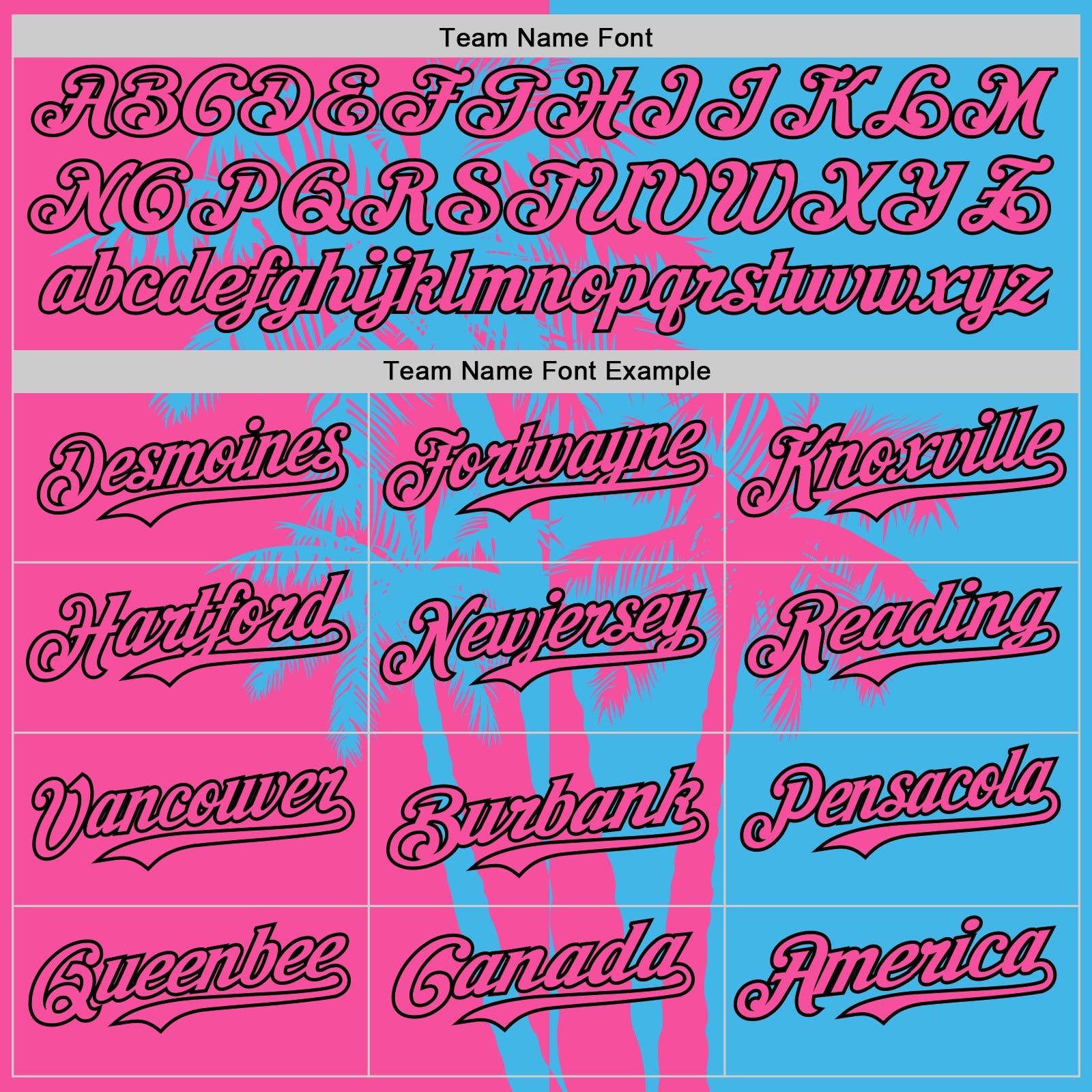 Custom Sky Blue Pink-Black Hawaii Palm Trees Tropical Coconut Authentic Baseball Jersey view 4