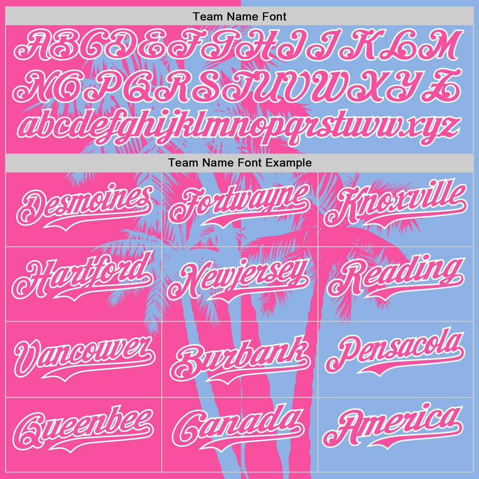 Custom Light Blue Pink-White Hawaii Palm Trees Tropical Coconut Authentic Baseball Jersey view 4