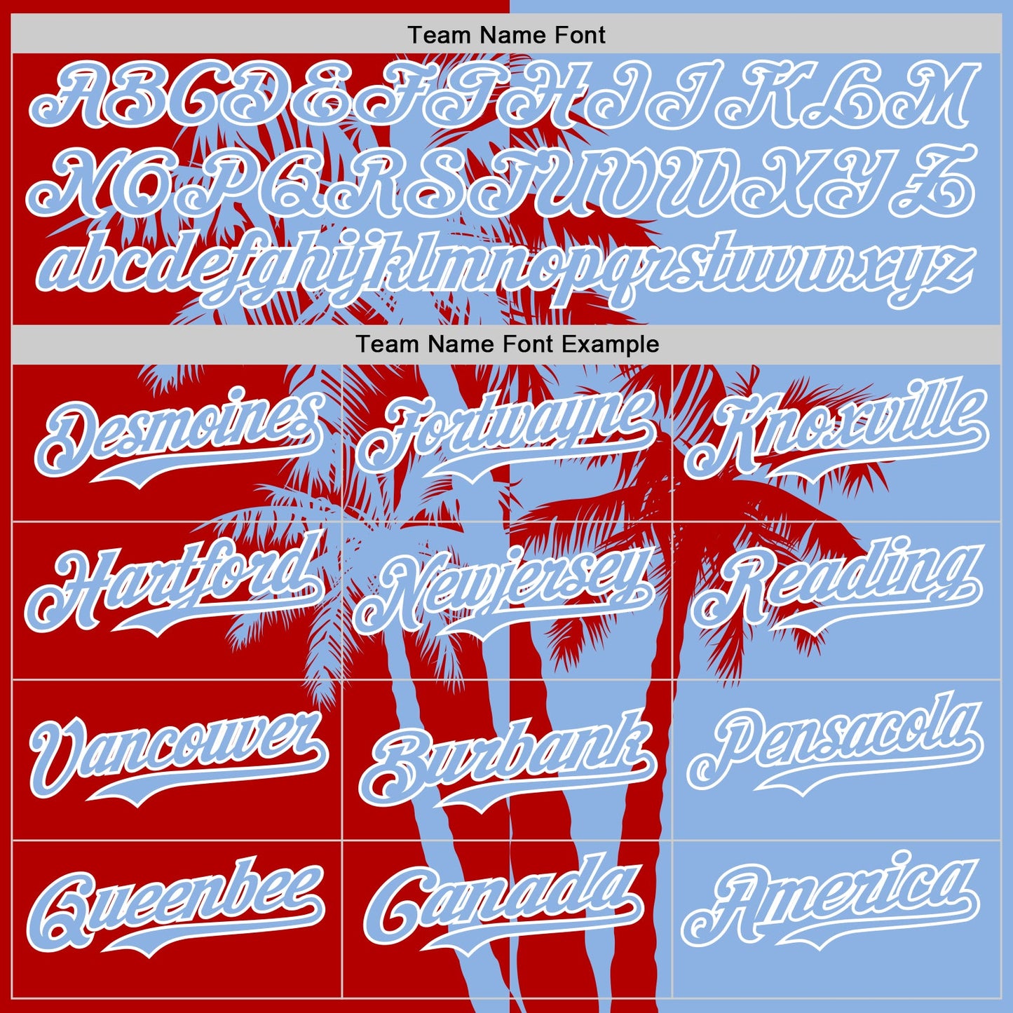 Custom Light Blue Red-White Hawaii Palm Trees Tropical Coconut Authentic Baseball Jersey view 4