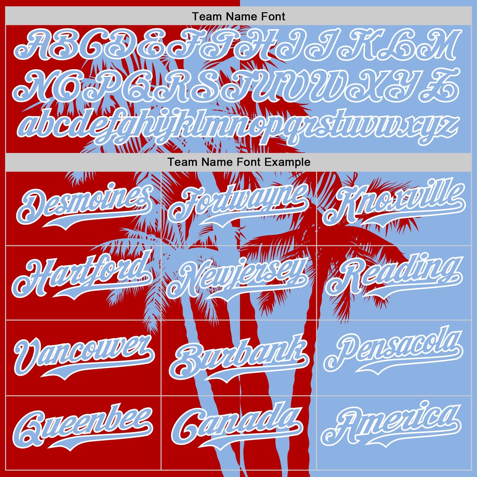 Custom Light Blue Red-White Hawaii Palm Trees Tropical Coconut Authentic Baseball Jersey view 4