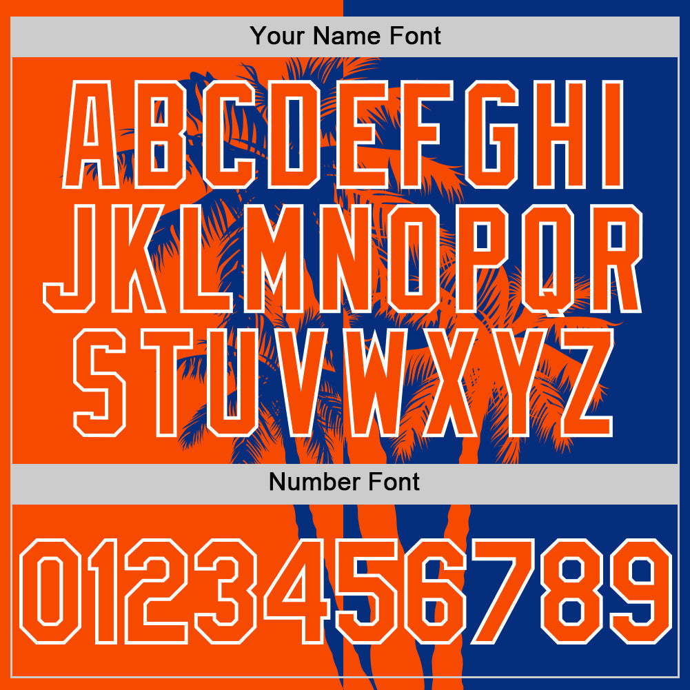 Custom Royal Orange-White Hawaii Palm Trees Tropical Coconut Authentic Baseball Jersey view 5