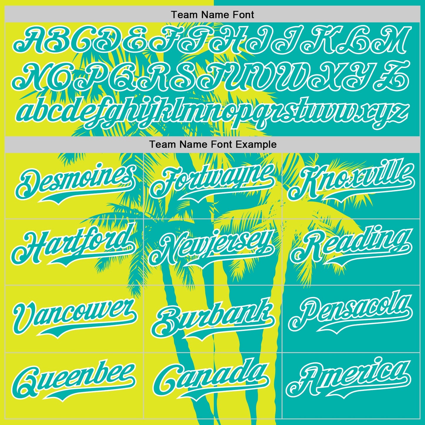 Custom Aqua Neon Yellow-White Hawaii Palm Trees Tropical Coconut Authentic Baseball Jersey view 4