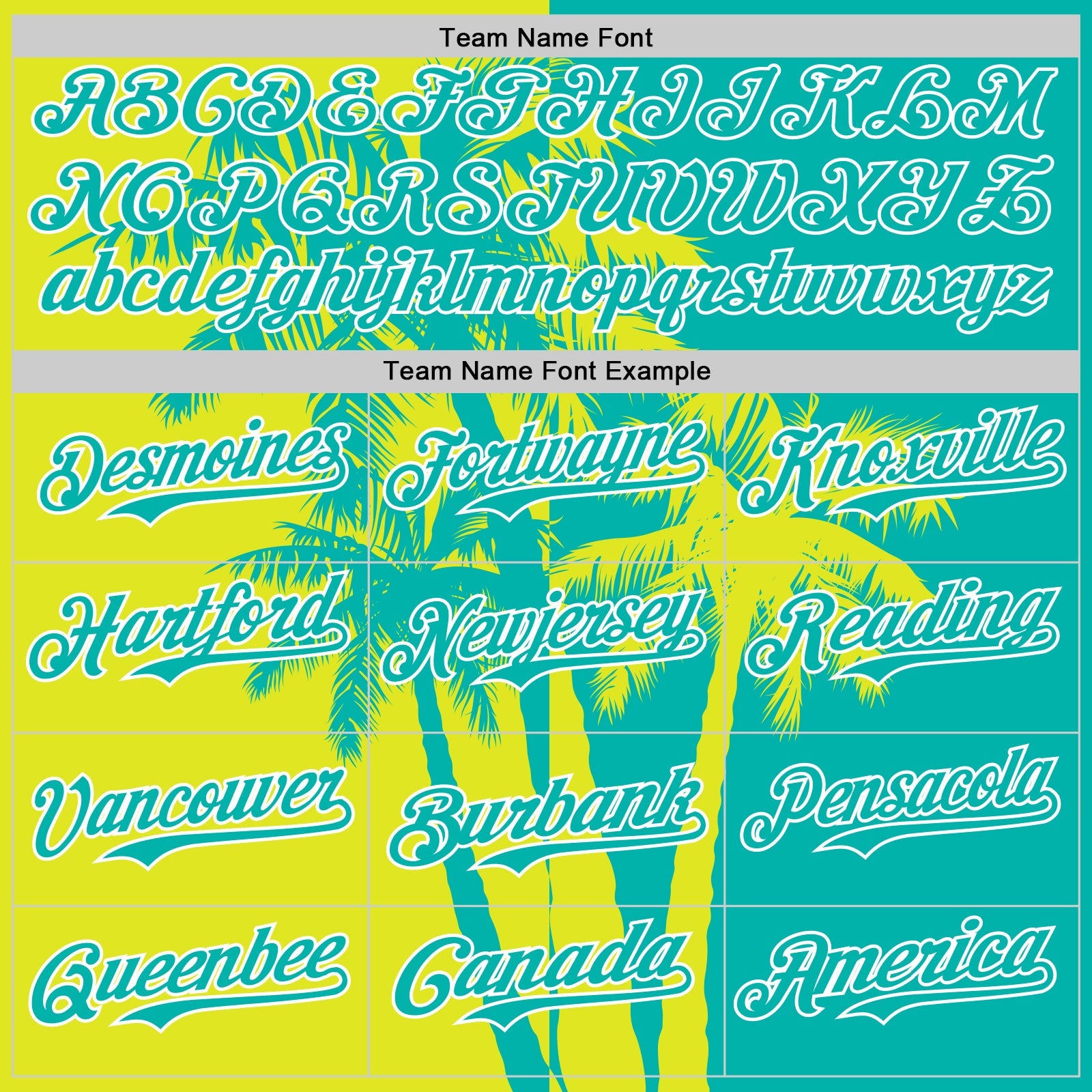 Custom Aqua Neon Yellow-White Hawaii Palm Trees Tropical Coconut Authentic Baseball Jersey view 4