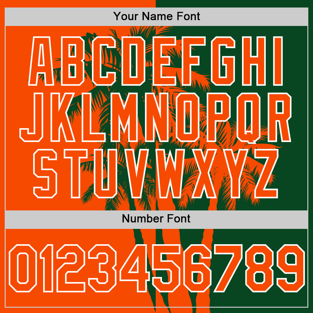 Custom Green Orange-White Hawaii Palm Trees Tropical Coconut Authentic Baseball Jersey view 5