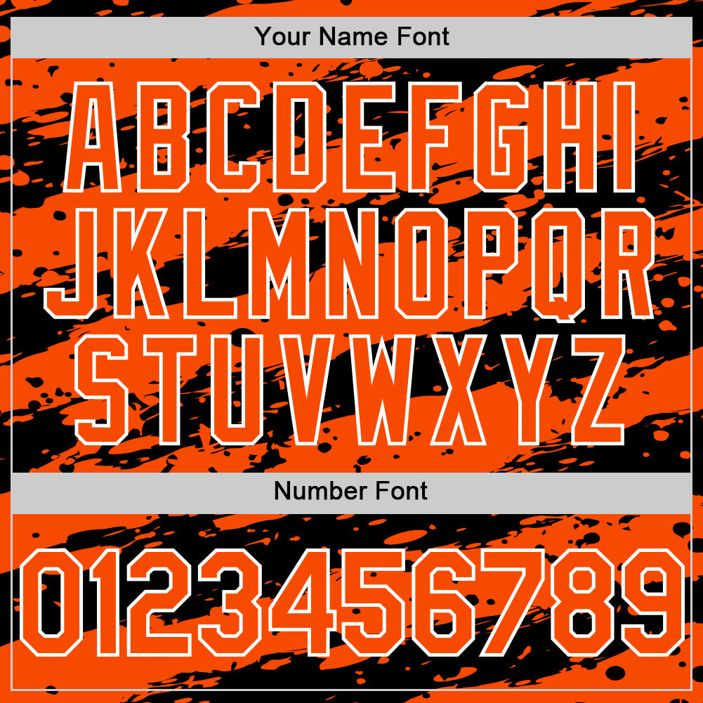 Custom Orange Black-White Paint Splash Stripe Authentic Baseball Jersey view 5