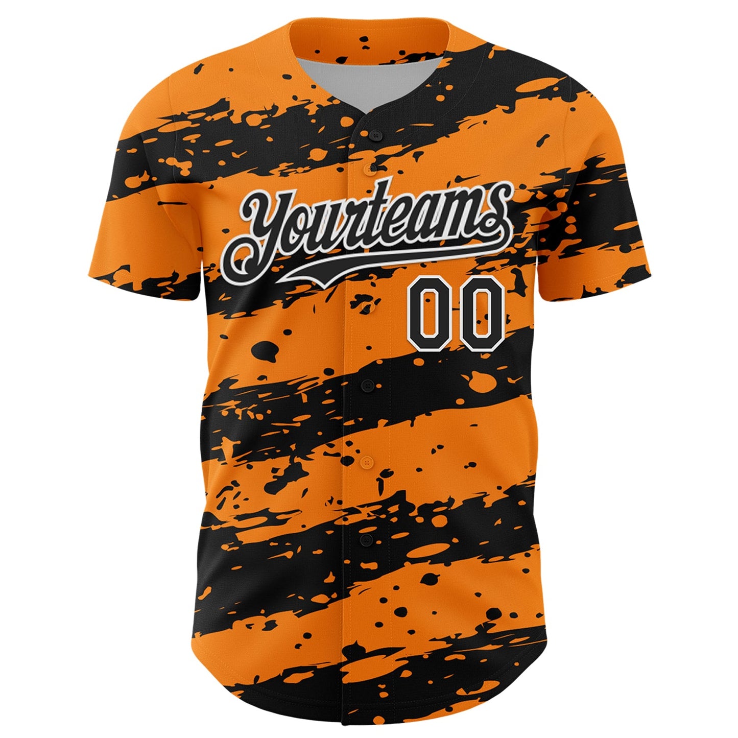 Custom Bay Orange Black-White Paint Splash Stripe Authentic Baseball Jersey view 2