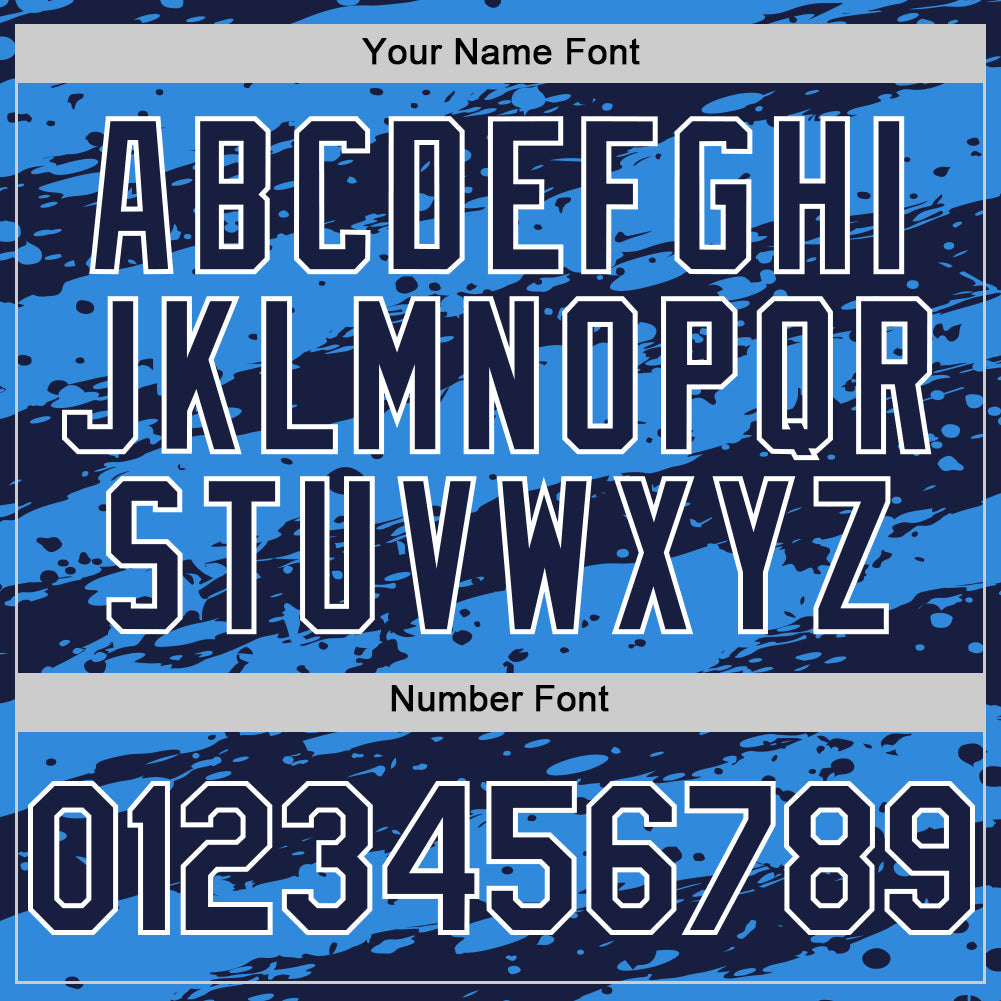 Custom Electric Blue Navy-White Paint Splash Stripe Authentic Baseball Jersey view 5