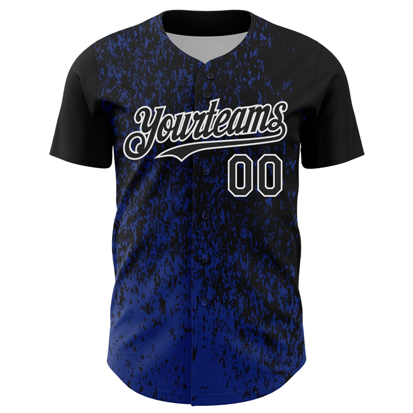Custom Black Royal-White Abstract Fragment Splatter Authentic Baseball Jersey view 2