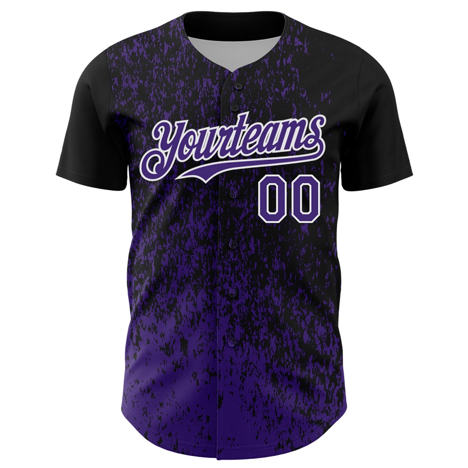 Custom Black Purple-White Abstract Fragment Splatter Authentic Baseball Jersey view 2