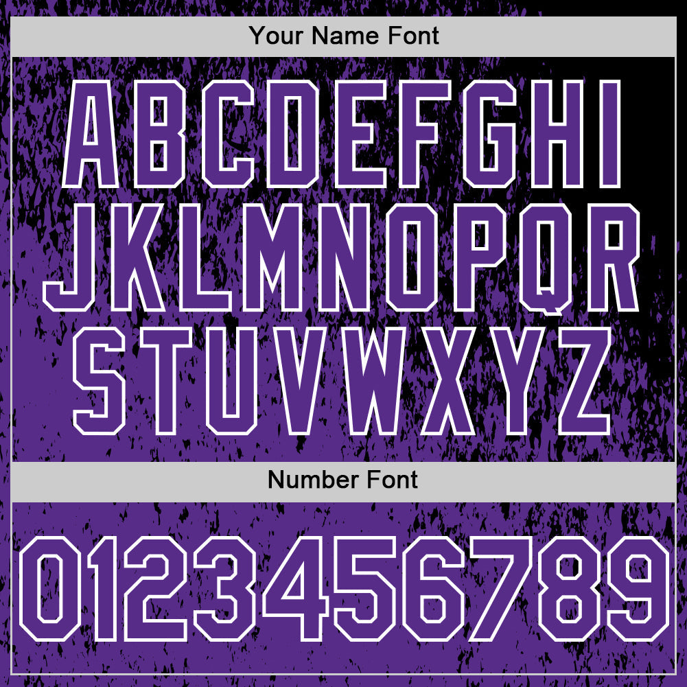Custom Black Purple-White Abstract Fragment Splatter Authentic Baseball Jersey view 5
