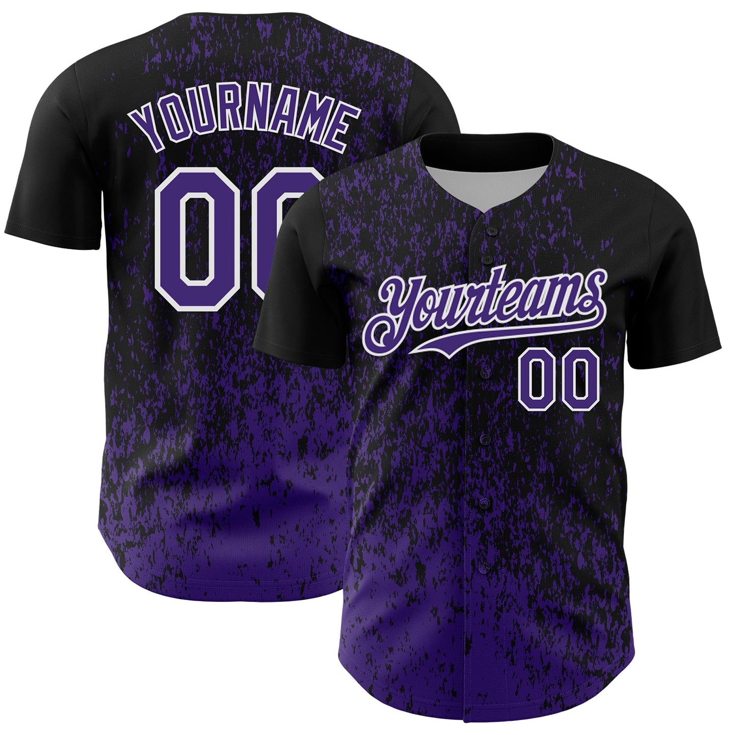 Custom Black Purple-White Abstract Fragment Splatter Authentic Baseball Jersey - Main View