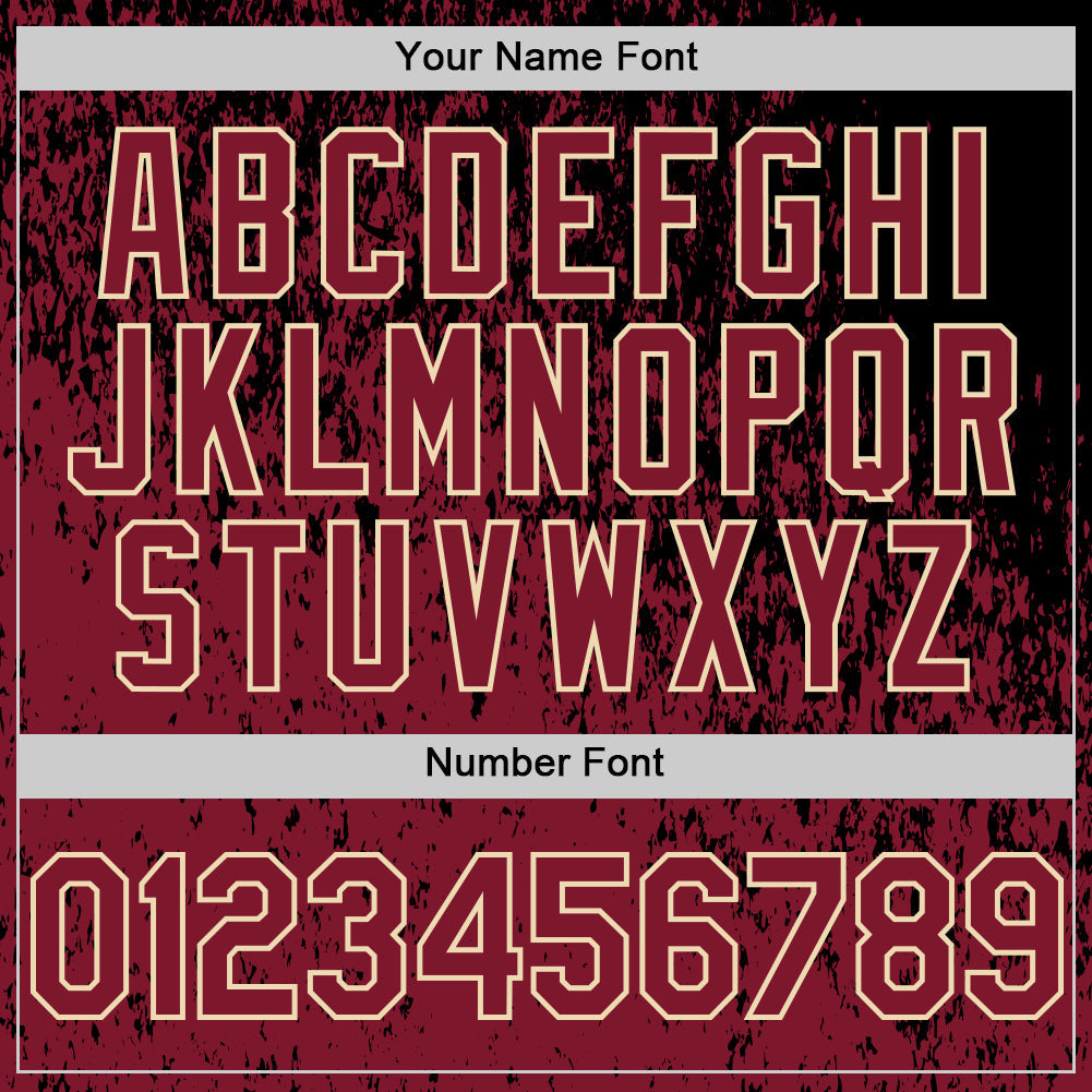 Custom Black Crimson-Cream Abstract Fragment Splatter Authentic Baseball Jersey view 5