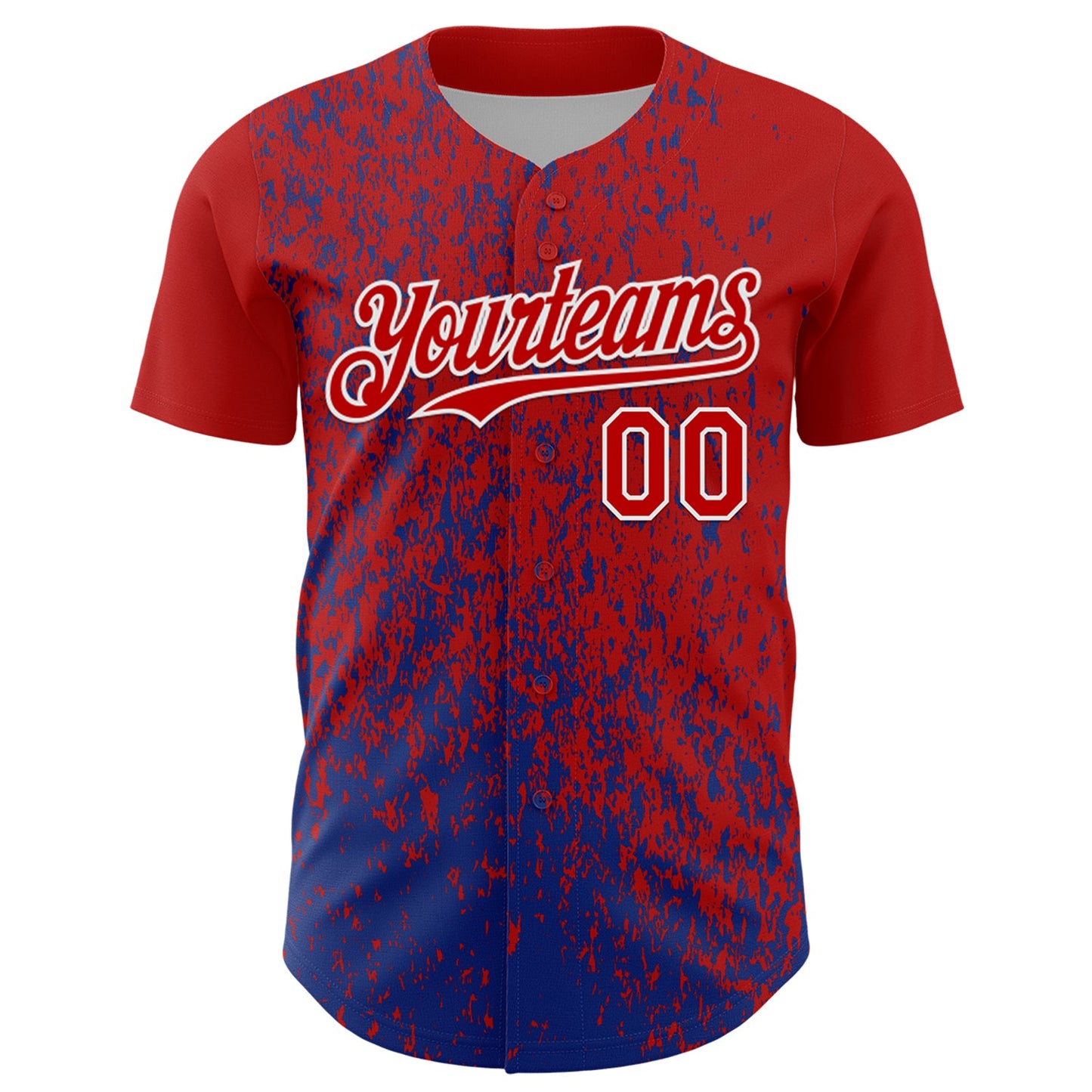 Custom Red Royal-White Abstract Fragment Splatter Authentic Baseball Jersey view 2