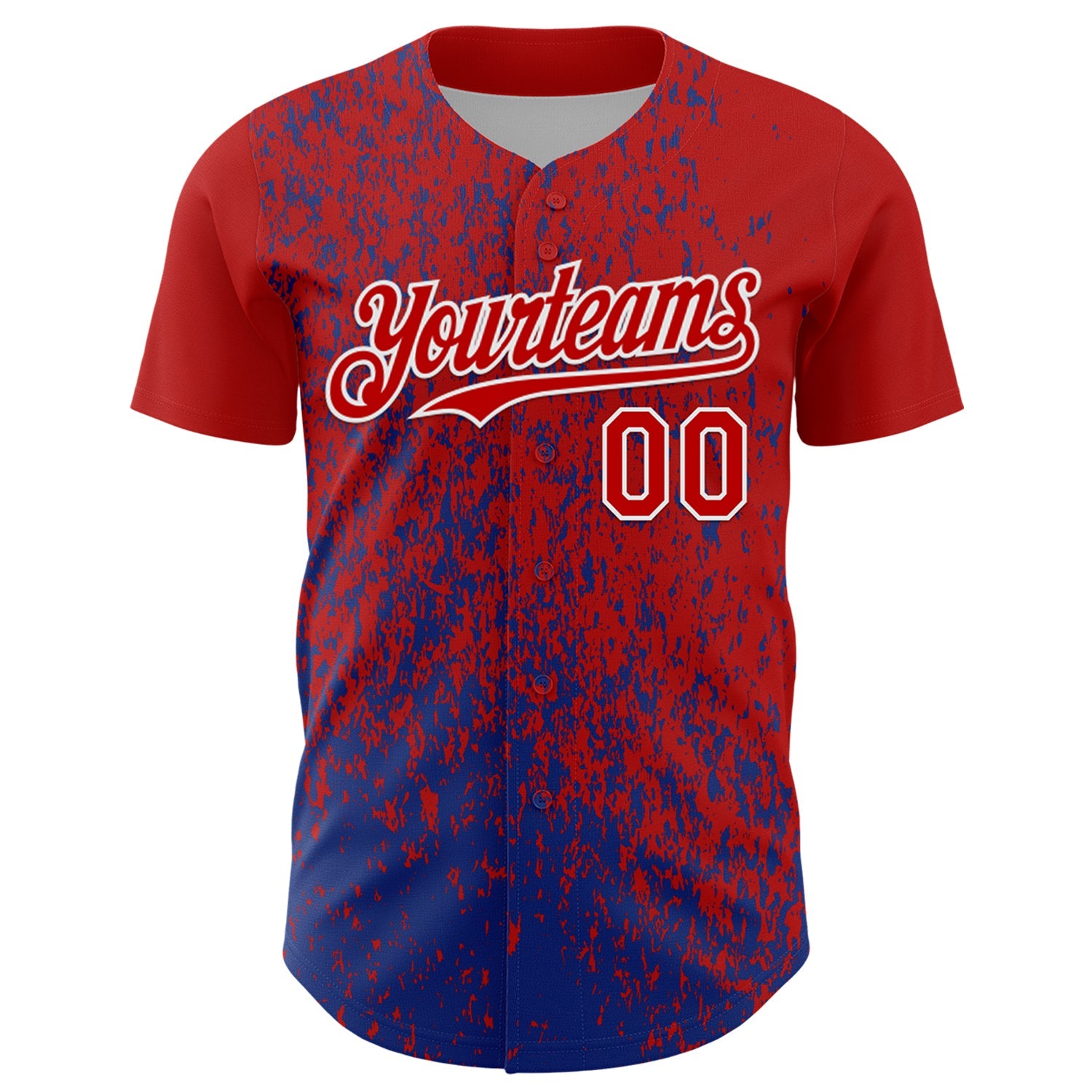Custom Red Royal-White Abstract Fragment Splatter Authentic Baseball Jersey view 2