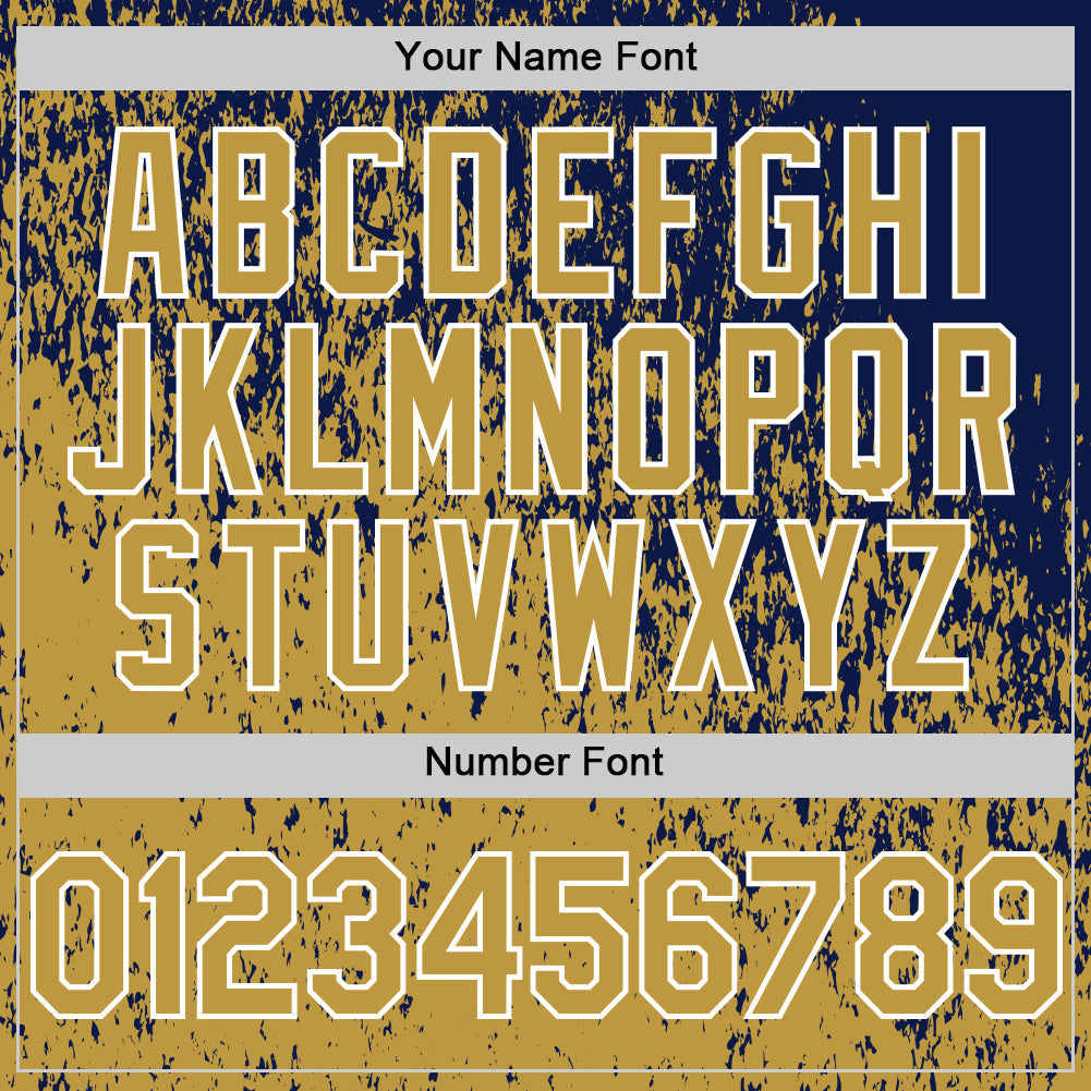 Custom Navy Old Gold-White Abstract Fragment Splatter Authentic Baseball Jersey view 5