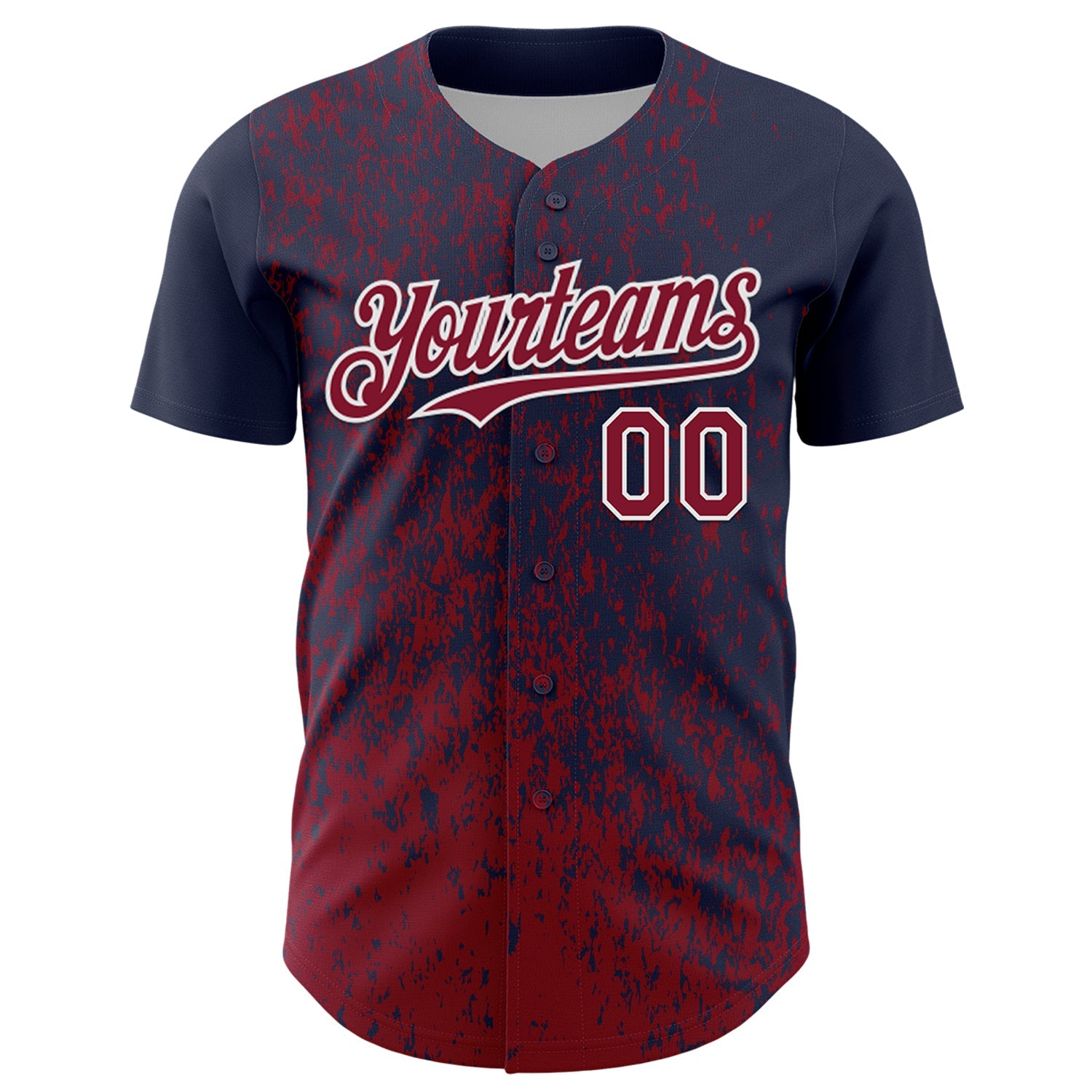 Custom Navy Crimson-White Abstract Fragment Splatter Authentic Baseball Jersey view 2
