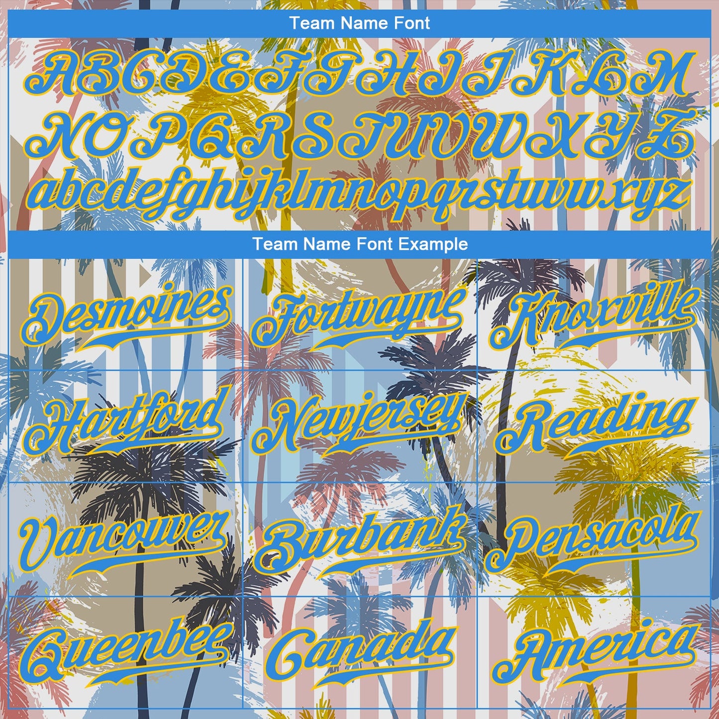 Custom White Electric Blue-Yellow 3D Pattern Design Hawaii Coconut Palms Authentic Baseball Jersey view 4