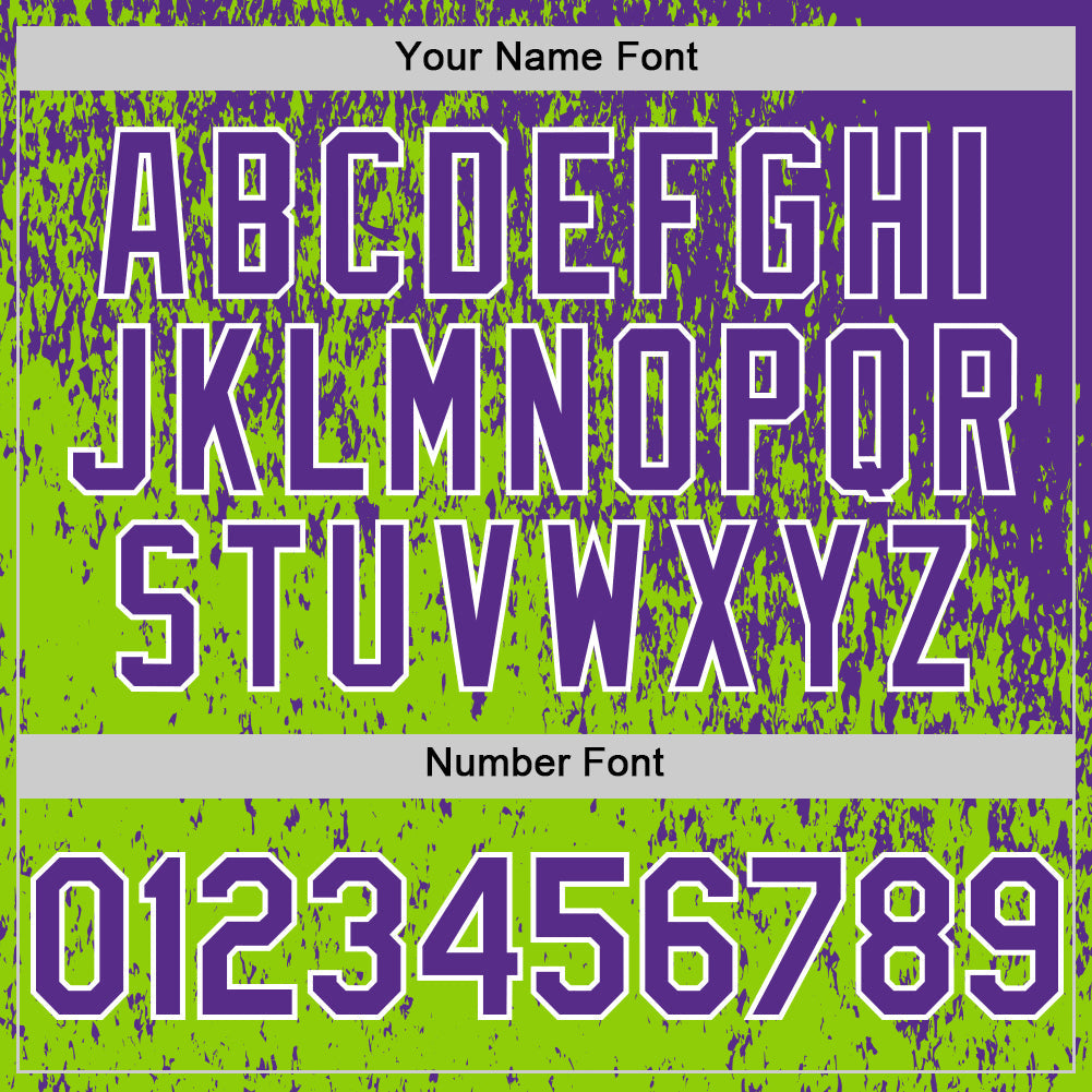 Custom Purple Neon Green-White Abstract Fragment Splatter Authentic Baseball Jersey view 5