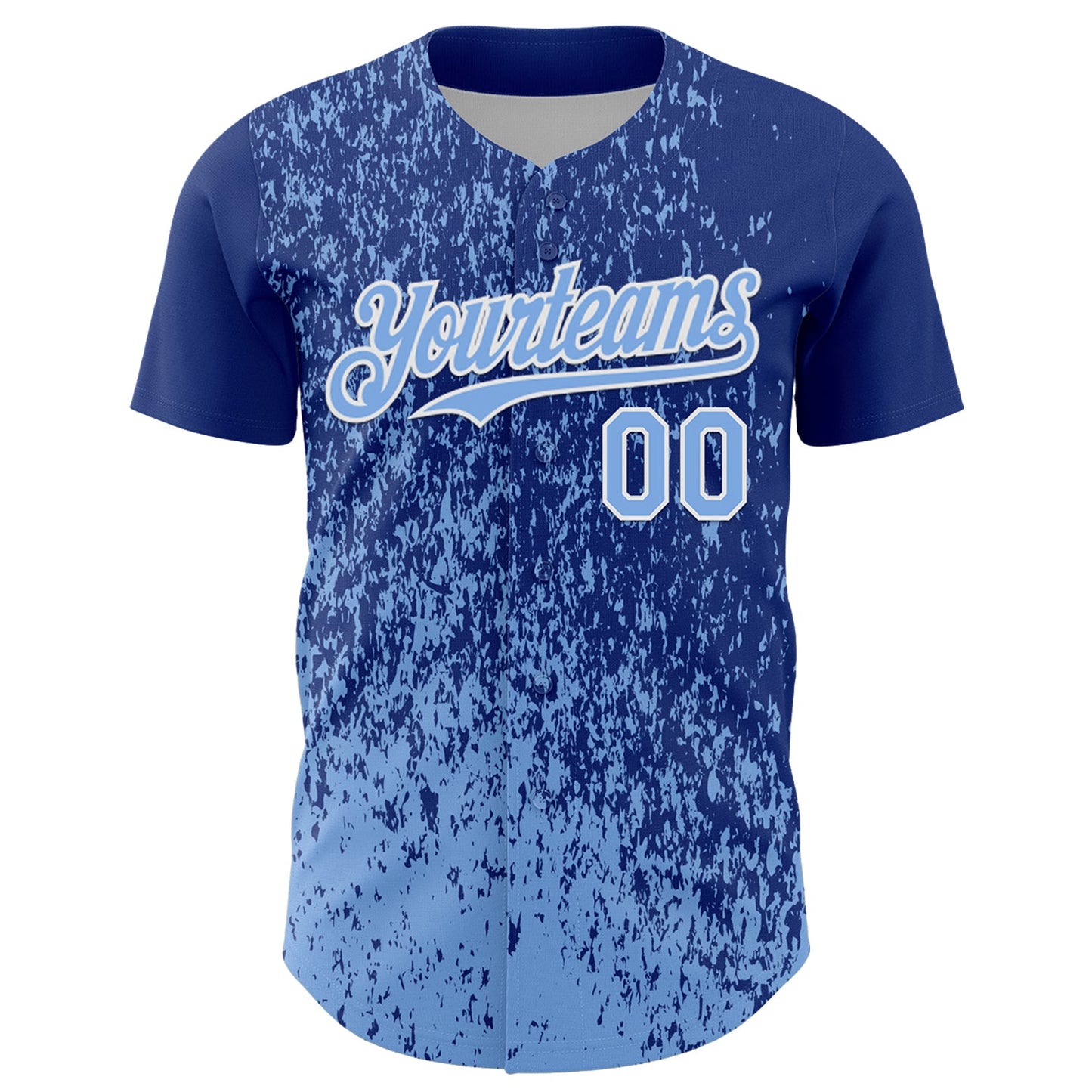 Custom Royal Light Blue-White Abstract Fragment Splatter Authentic Baseball Jersey view 2