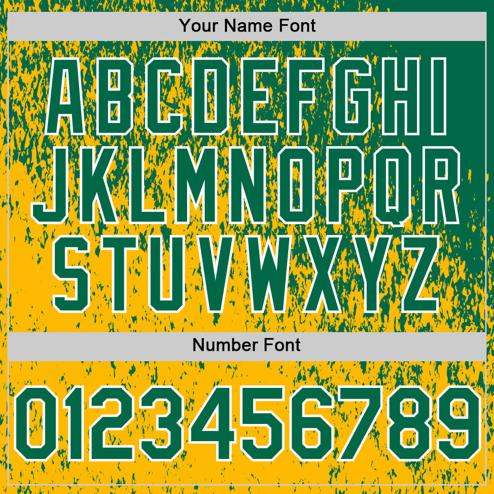 Custom Kelly Green Gold-White Abstract Fragment Splatter Authentic Baseball Jersey view 5