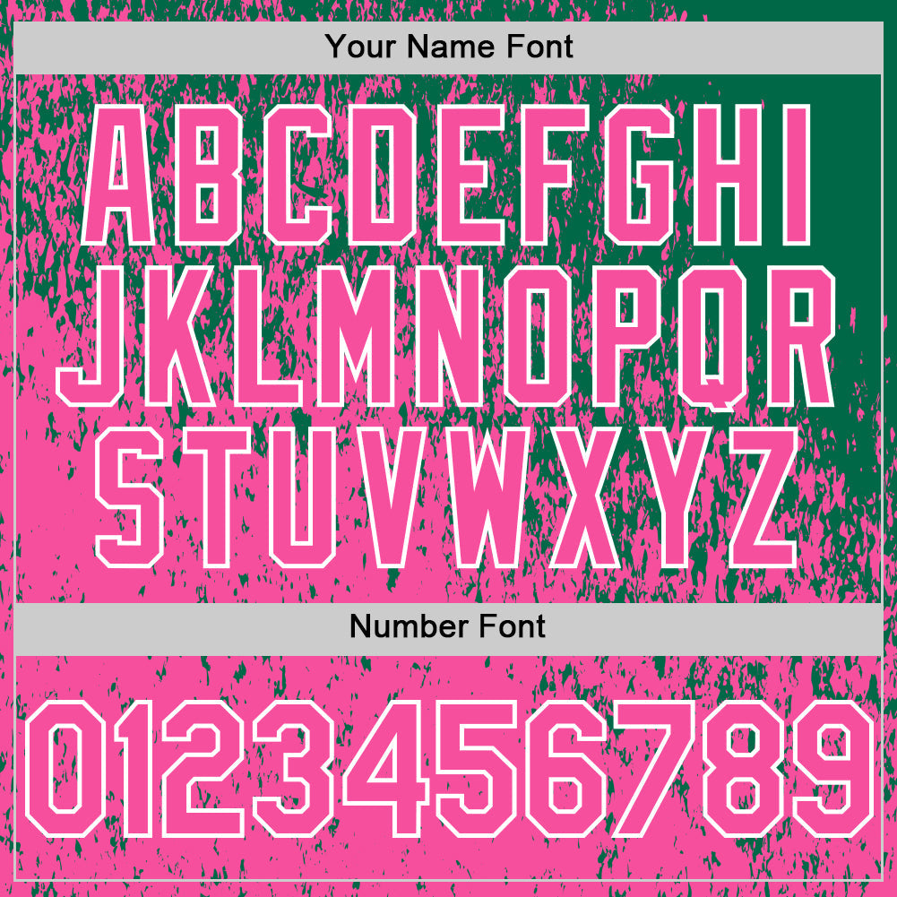 Custom Kelly Green Pink-White Abstract Fragment Splatter Authentic Baseball Jersey view 5