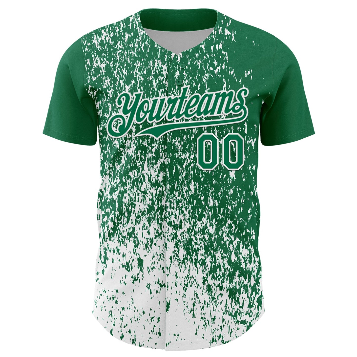 Custom Kelly Green White Abstract Fragment Splatter Authentic Baseball Jersey view 2