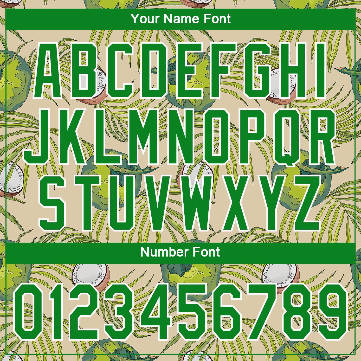 Custom Cream Grass Green-White 3D Pattern Design Coconuts And Leaves Authentic Baseball Jersey view 5