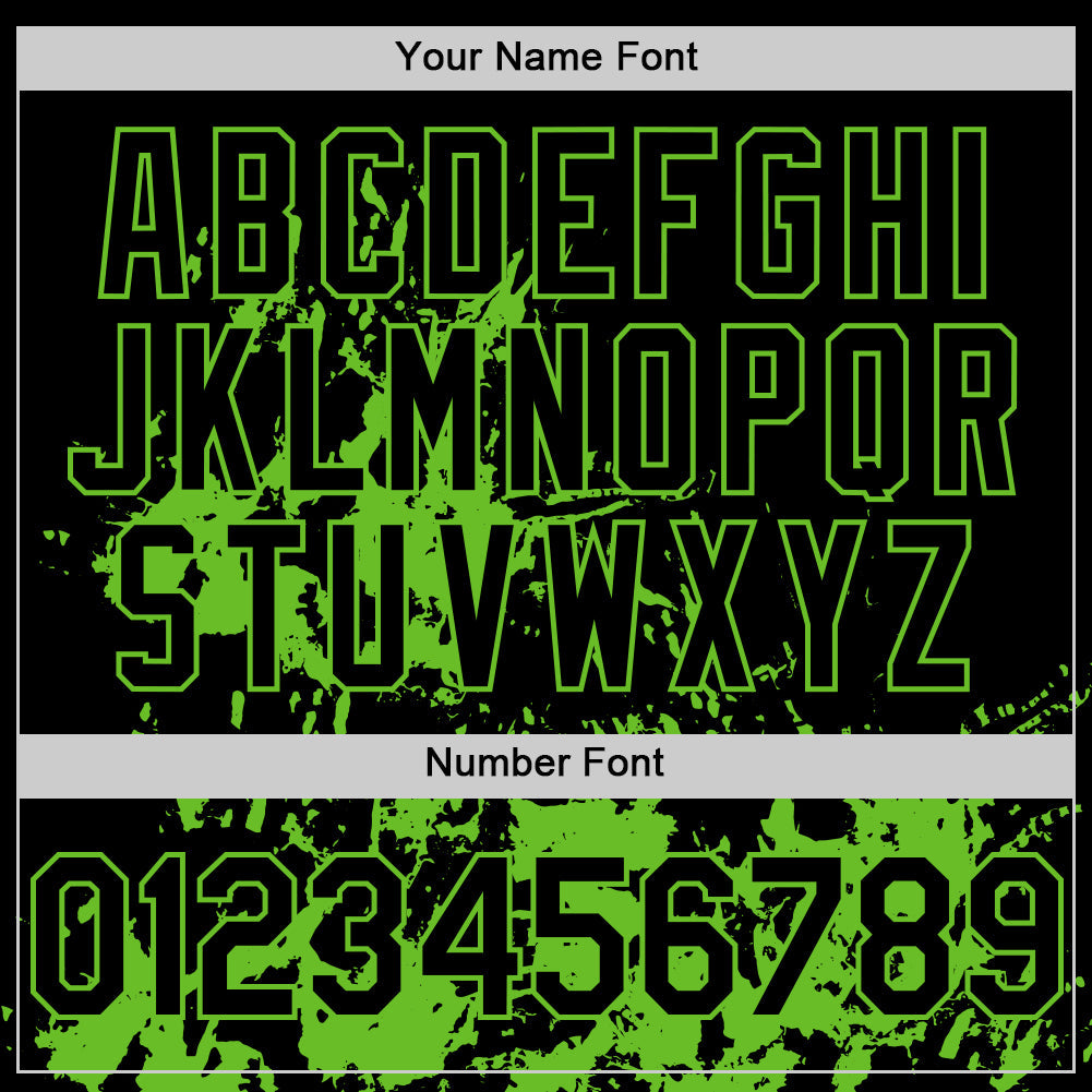 Custom Black Grass Green Splatter Authentic Baseball Jersey view 5